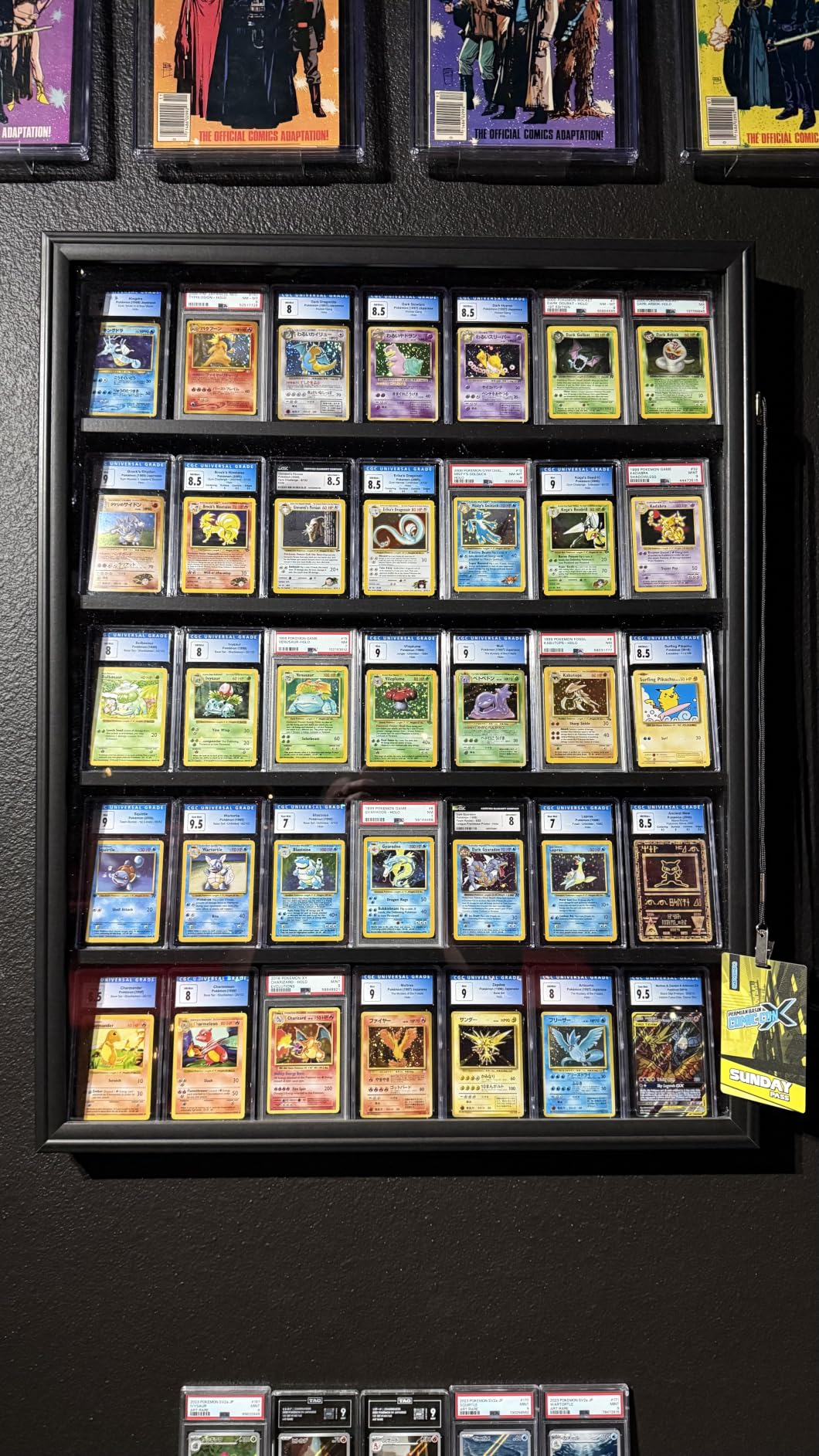 IHEIPYE 35 Baseball Card Display Case - Graded Sports Card Display Case - Wall Mount Lockable Trading Cards Frame with UV Protection Acrylic for Display Basketball Fooball Hockey Cards-Vertical customer photo 1