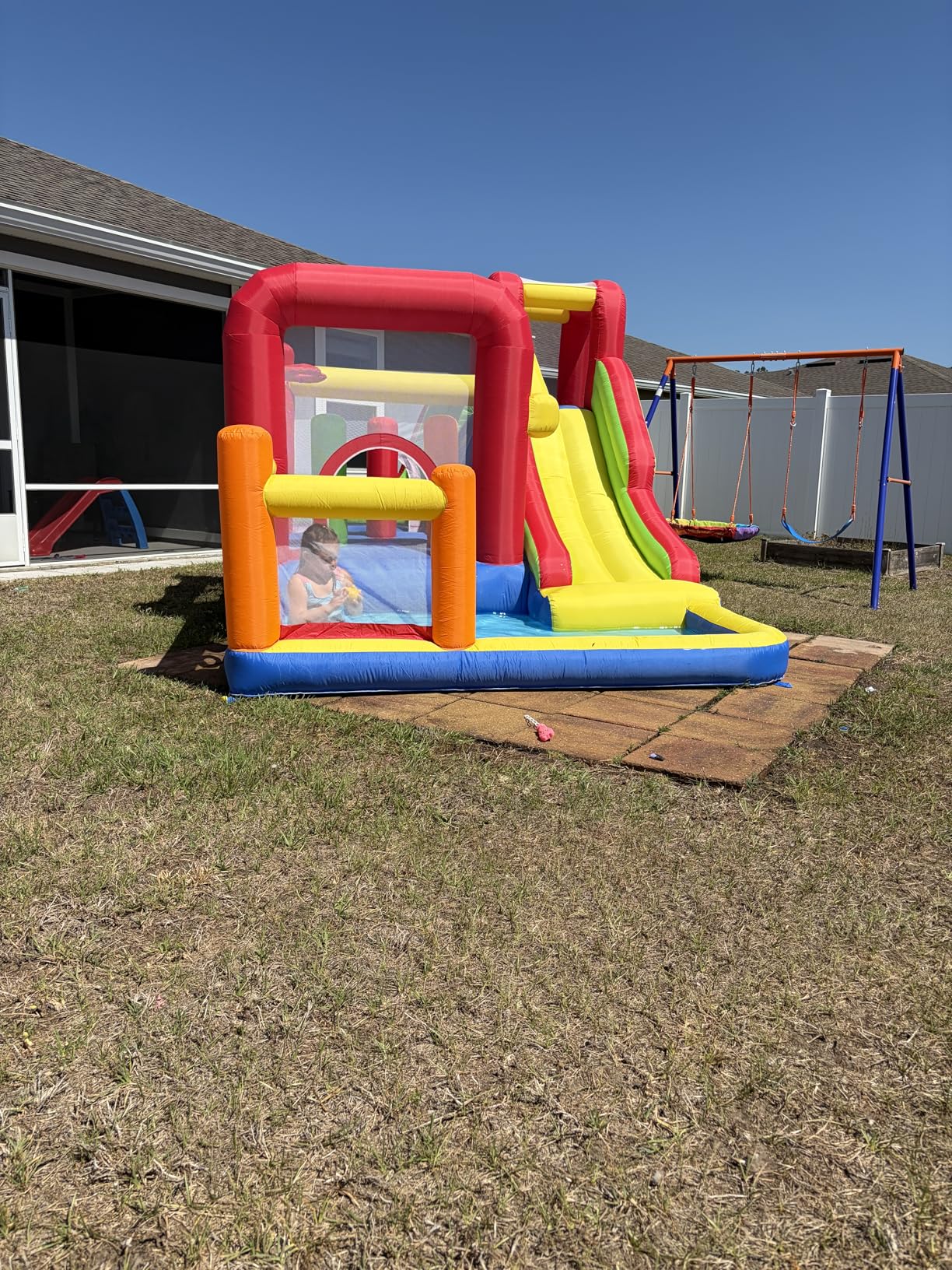 Hongcoral Bounce House, Inflatable Bounce Castle with Blower for Kids, Blow Up Jumping Bouncer with Slide, Climbing Wall, Obstacles, Trampoline, Ball Pit Pool for Indoor Outdoor customer photo 2