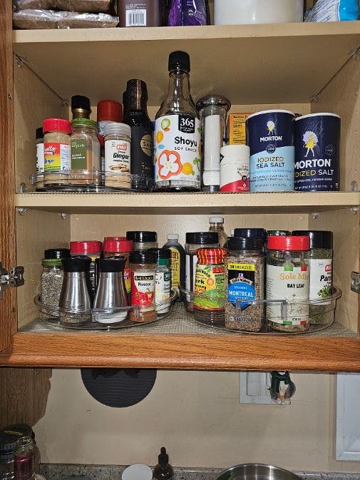LAMU 3 Pack Lazy Susan Organizer Turntable for Cabinet, 9.25'' 10.6'' 12'' | Pantry Organizers and Storage, Rotating Condiment Organizer Spice Organization, For Kitchen, Table Top, Fridge, Countertop customer photo 2