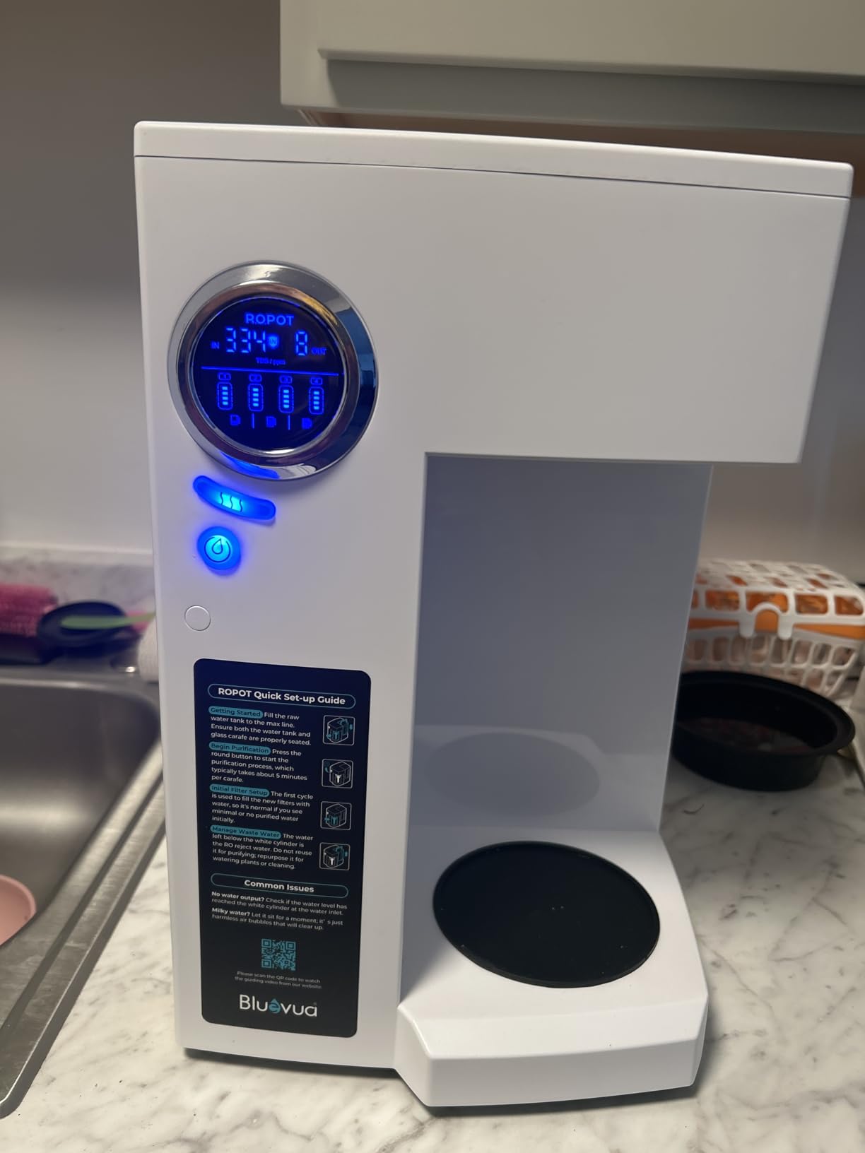 Bluevua RO100ROPOT Countertop Reverse Osmosis Water Filter System, Portable RO Filtration with Remineralization, WQA & NSF Certified, 6-Stage RO customer photo 2