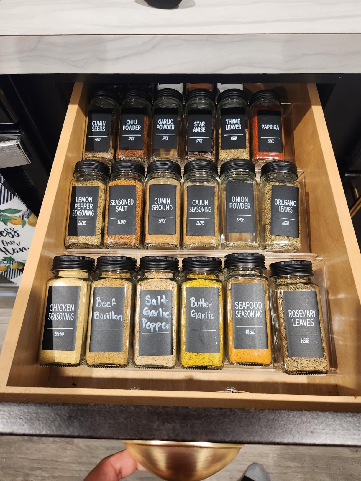 Spice Drawer Organizer 4 Tier, Acrylic Seasoning Organizer Rack, Small | Clear Spice Rack Tray, Kitchen Seasoning Jars Drawers Insert (Jars Not Included/ Expandable From 9