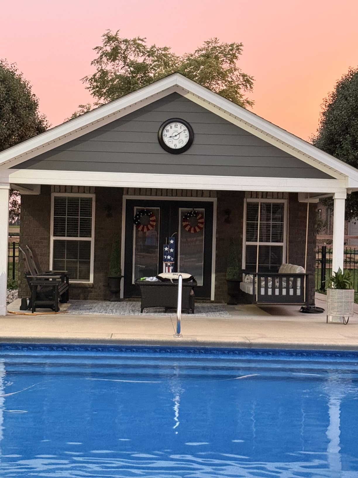 CLXEAST 24 Inch Large Illuminated Outdoor Clocks Waterproof | IP65 Weatherproof, Thermometer & Hygrometer Combo, Black Metal Case, Easy to Read for Patio, Pool & Home Decor customer photo 2