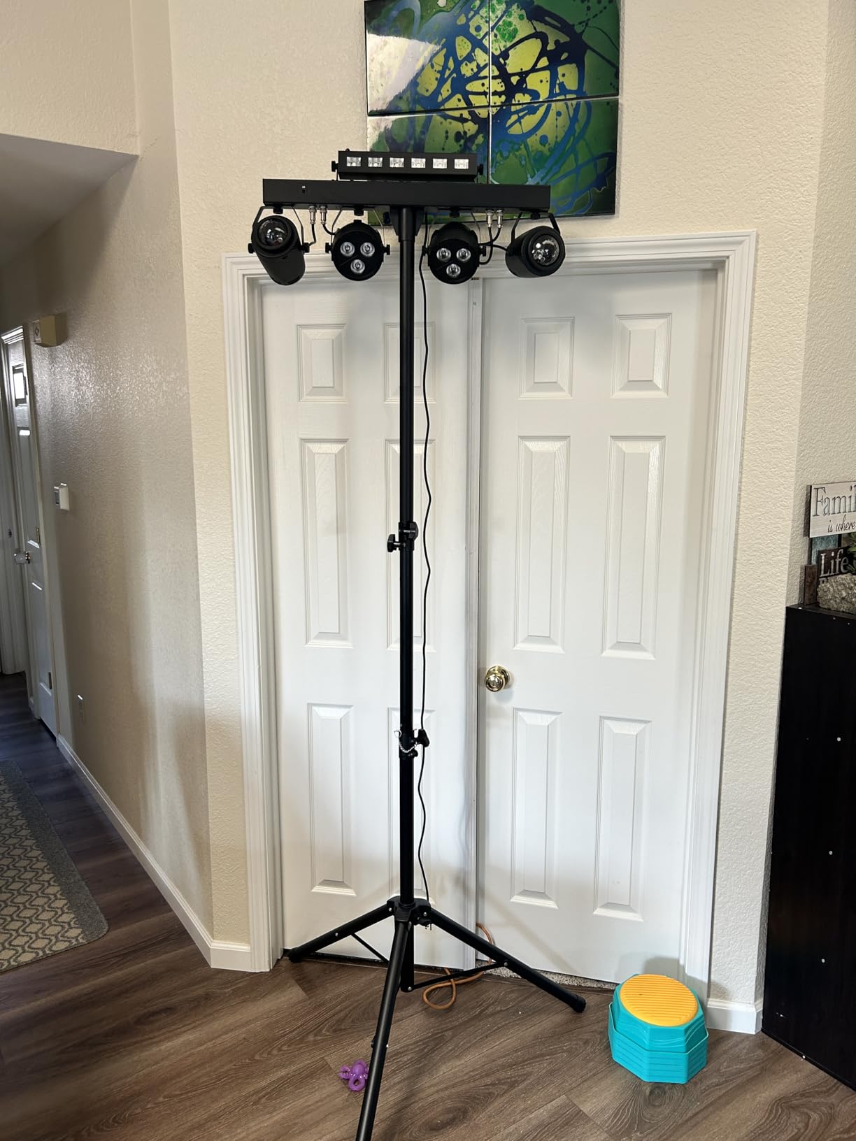 Telbum DJ Lights Package with Stand 7.5Ft, DJ Light for Parties Sound Activated, DMX & Remote Control Portable Gig Bar Lights LED Stage Lighting System for Band, Booth, Wedding, Events, Shows customer photo 1