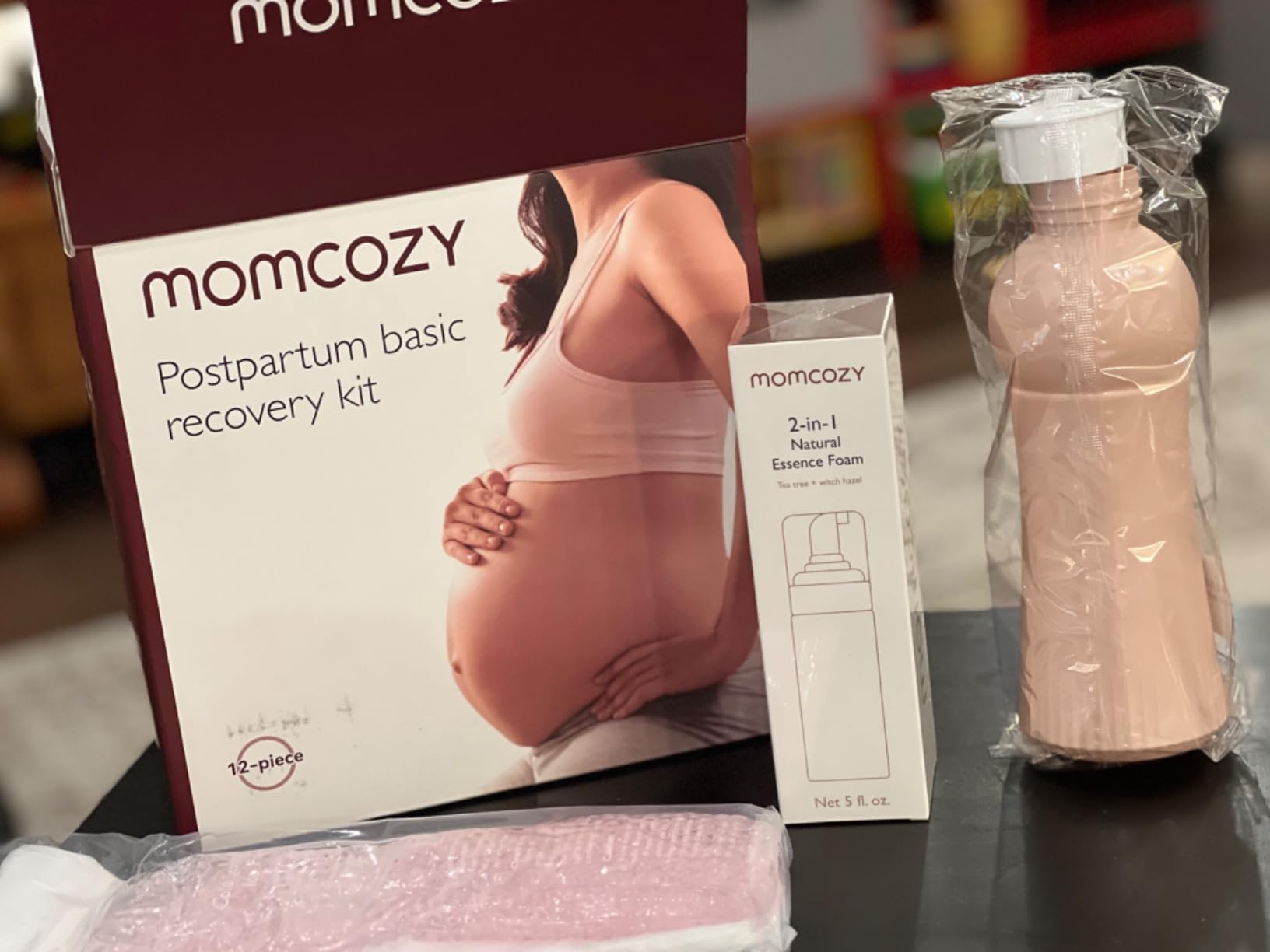Momcozy 12pc Postpartum Recovery Kit, Labor & Delivery Essentials for Moms | 6 Disposable Underwear, Peri Bottle, 2 Reusable Cold Pads, 20 Nursing Pads & Cooling Foam. All-in-One Hospital Bag Essential customer photo 1