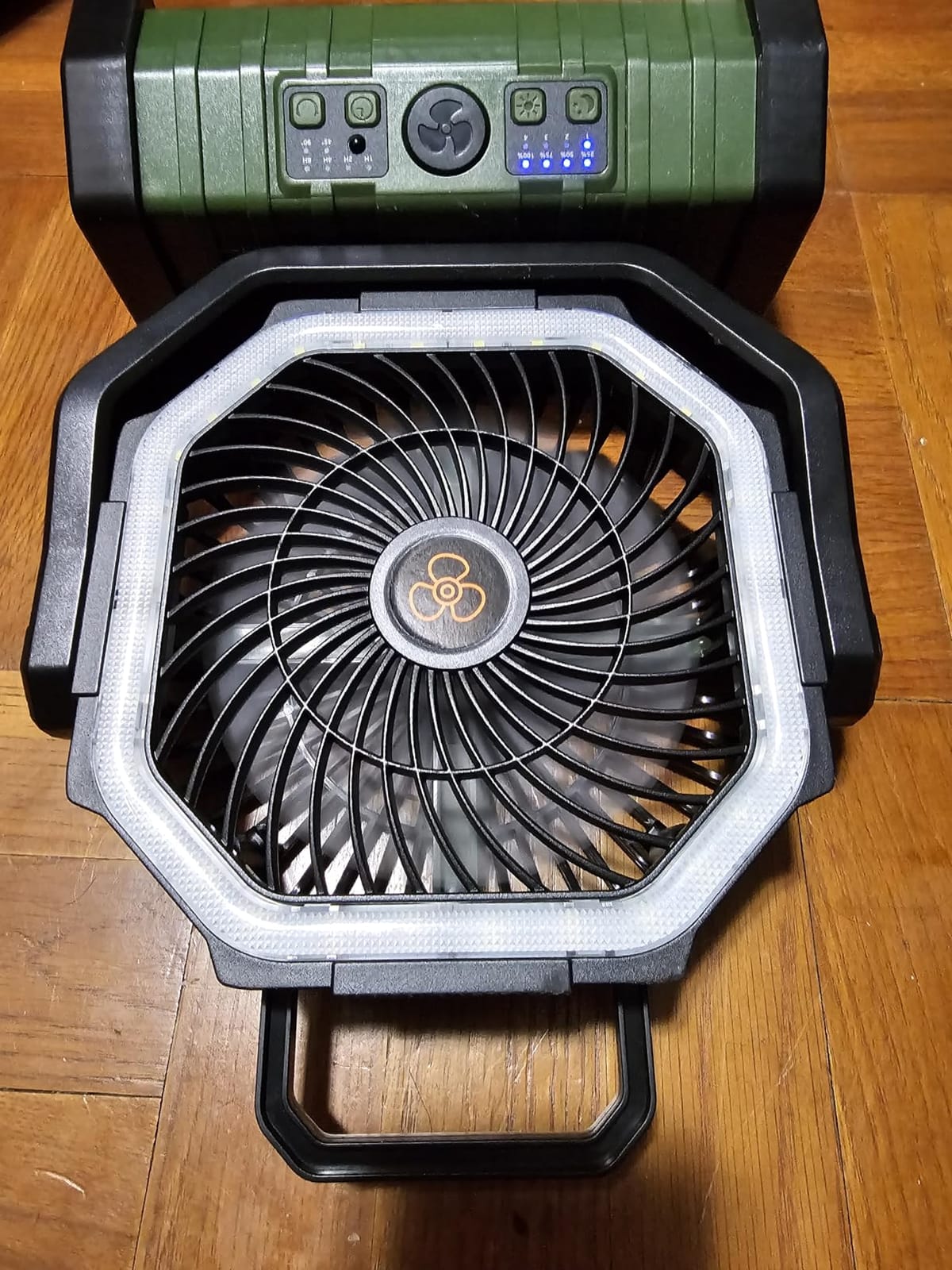 Odoland 30000mAh Camping Fan with LED Lantern, Rechargeable Battery Fan | Operated Oscillating Fan with Remote & Hook, Portable Tent Fan with Timer, 4 Speeds for Outdoor Camp RV Power Outage, Green customer photo 2