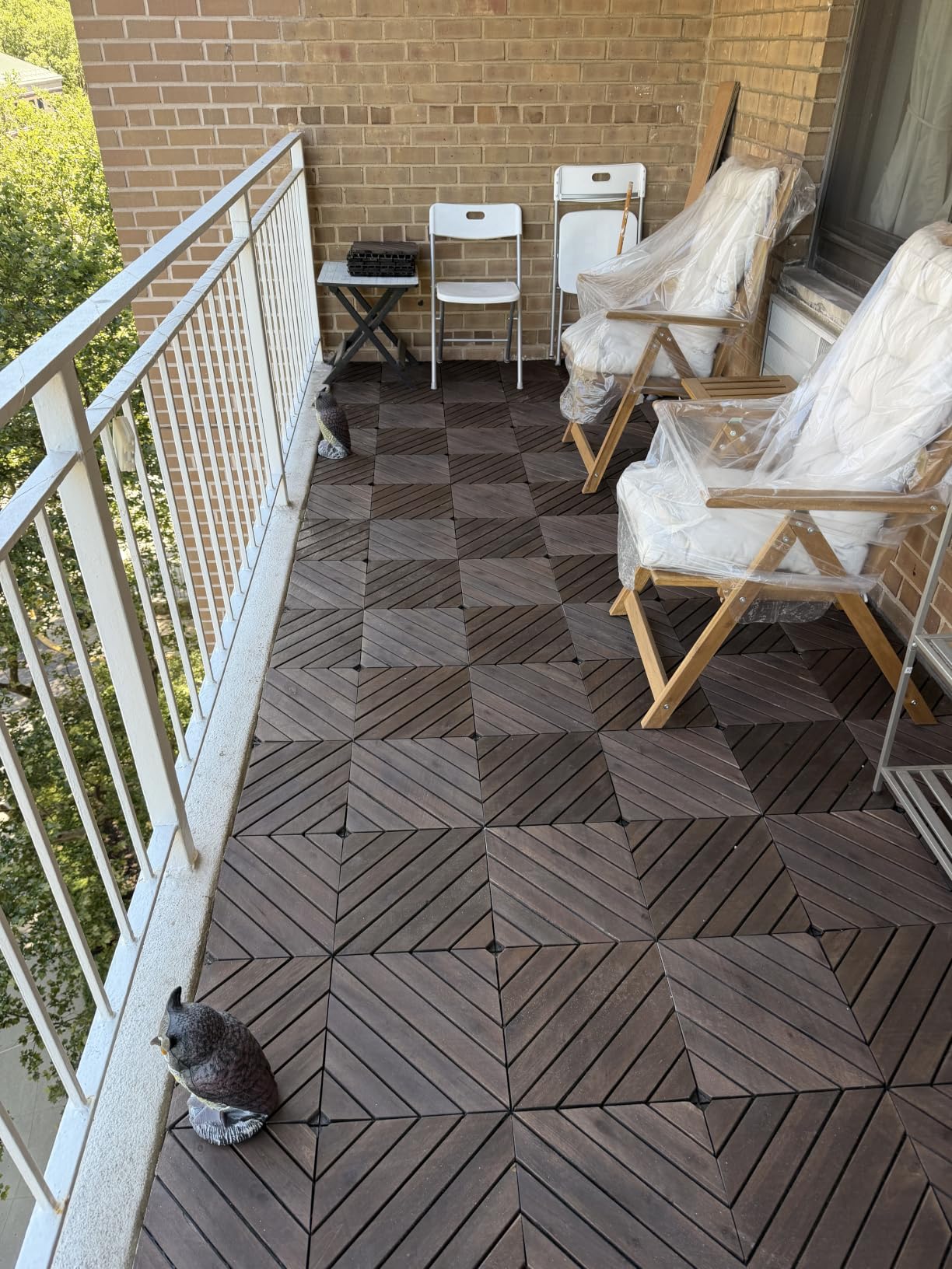 PrimeZone 27 PCS Solid Acacia Wood Interlocking Patio Deck Tiles | 12