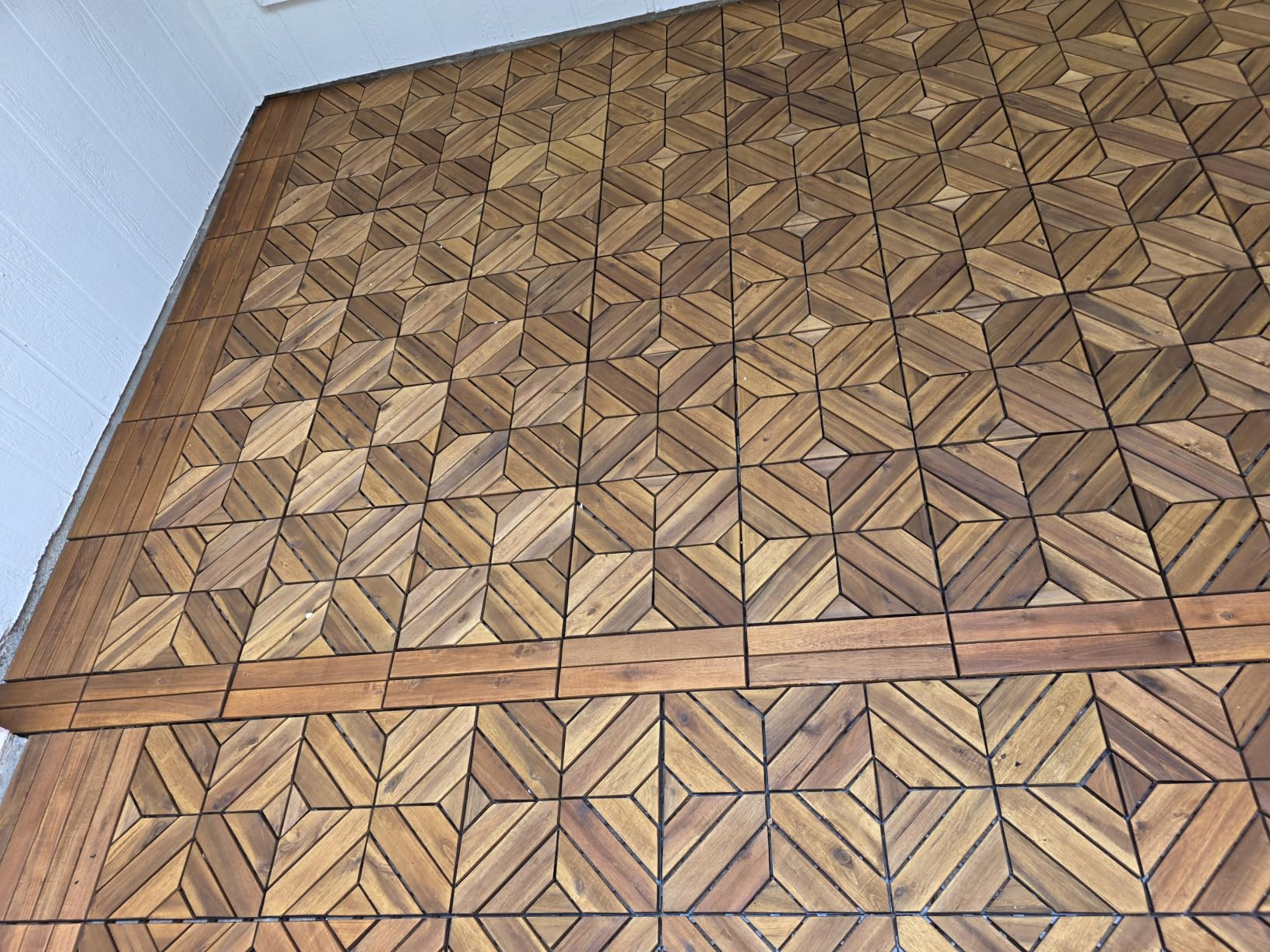 PrimeZone 27 PCS Solid Acacia Wood Interlocking Patio Deck Tiles | 12