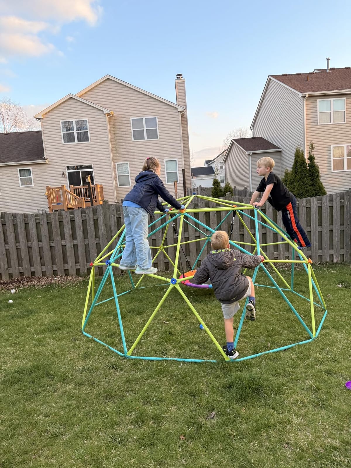Hapfan 10 ft Climbing Dome Swing Set with Saucer Swing for Kids 3-12 | Jungle Gym Outdoor Backyard, Supports 800lbs customer photo 2