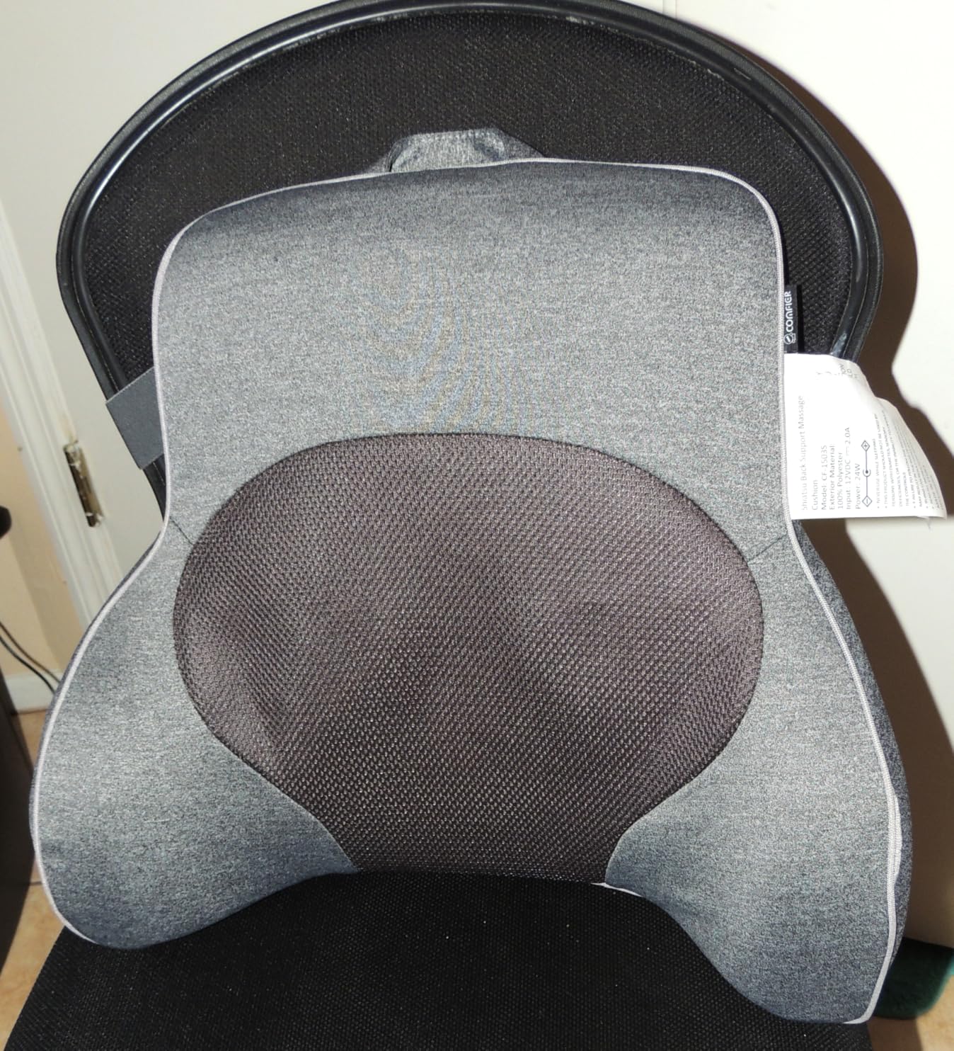 COMFIER Back Lumbar Support Pillow for Office, Heated Back Support with 4 Shiatsu Massage Heads & Heating Function, Memory Foam Lumbar Pillow for Computer Gaming Chair-Gray customer photo 1