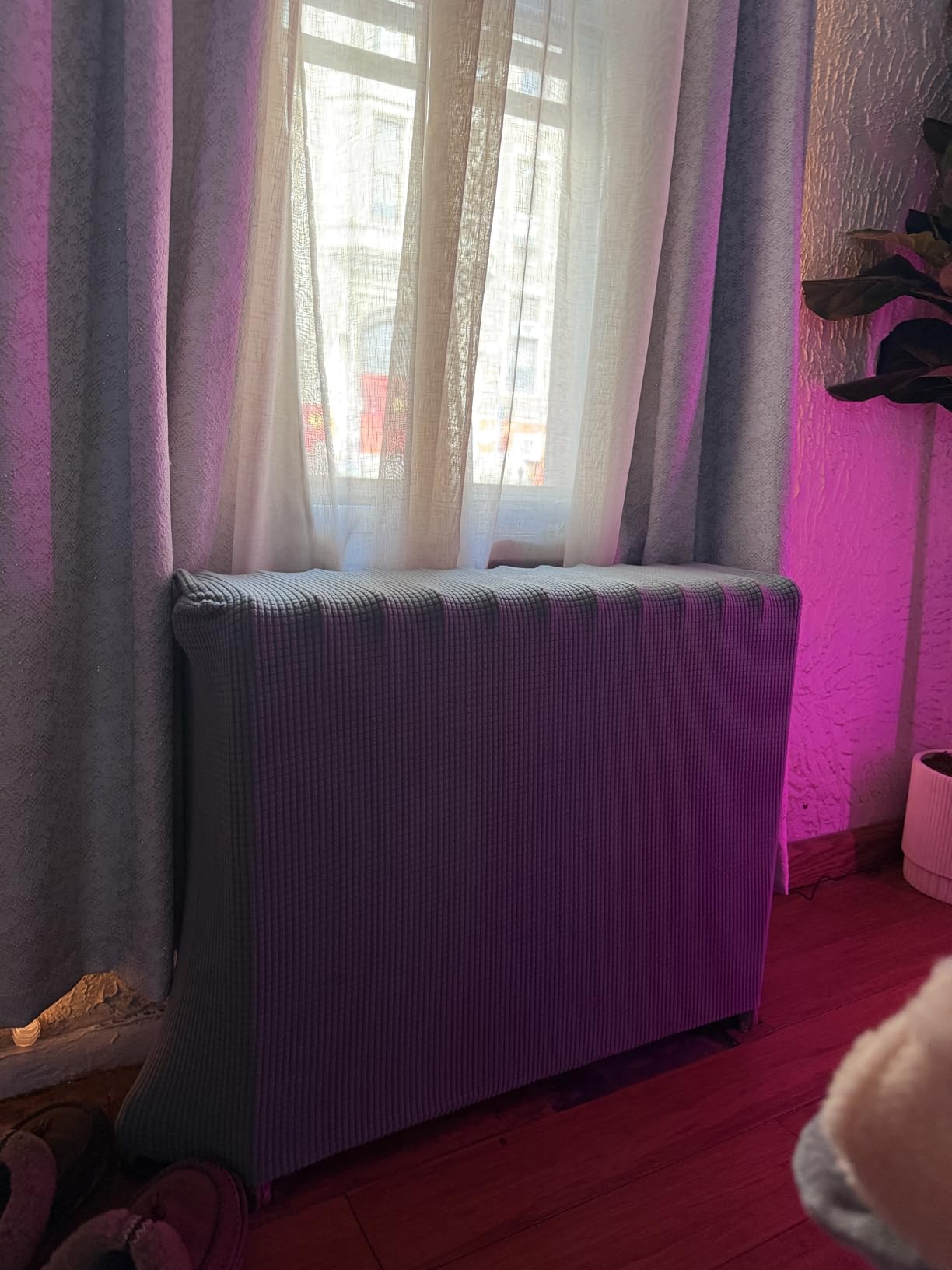 VANZACK Olive Green Radiator Cover - Washable Polyester Heater Dust Cover, Breathable and Durable, Fits Various Sizes, Ideal for Home Use, 35.43 X 24.40 X 5.90 Inches customer photo 1