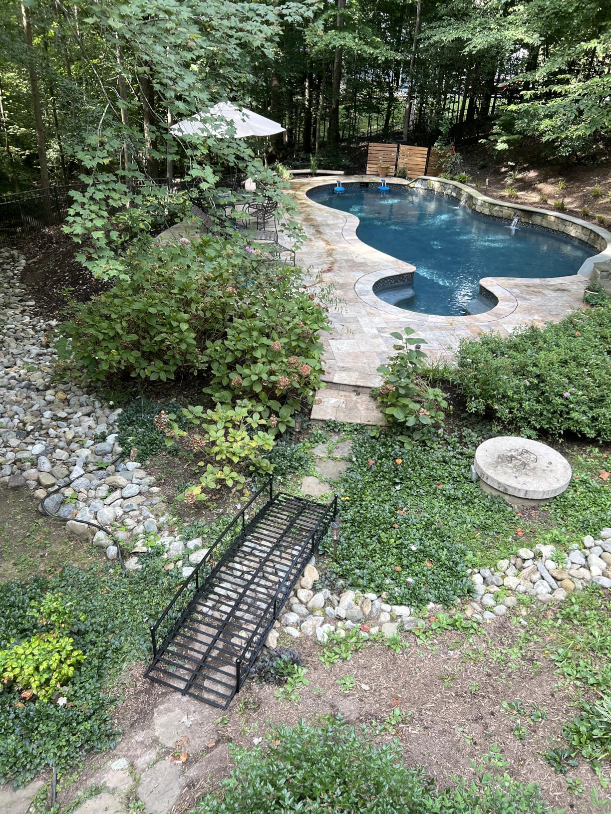 Garturects Metal Garden Bridge 8 FT - Durable Decorative Footbridge with Siderails Large Outdoor Bridges, Weight Capacity 770 lbs for Backyard, Creek, Lawn, Stream customer photo 2