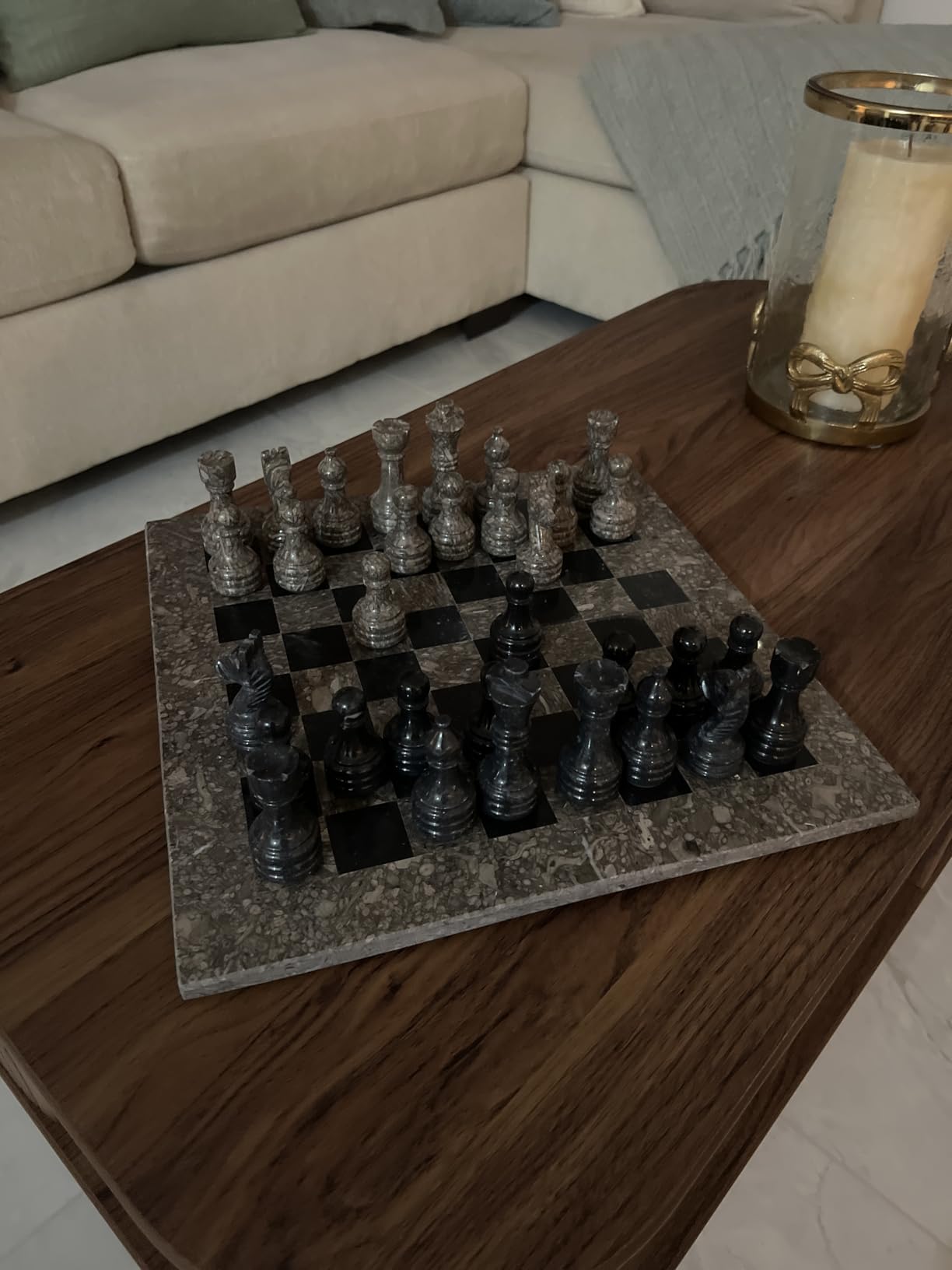 Marble Chess Set 15 Inch Oceanic and Black Handmade Board Game with Storage Box, Classic Travel Chess Set for Adults with Chess Pieces & 2 Extra Queens, Elegant Gift & Home Décor customer photo 2