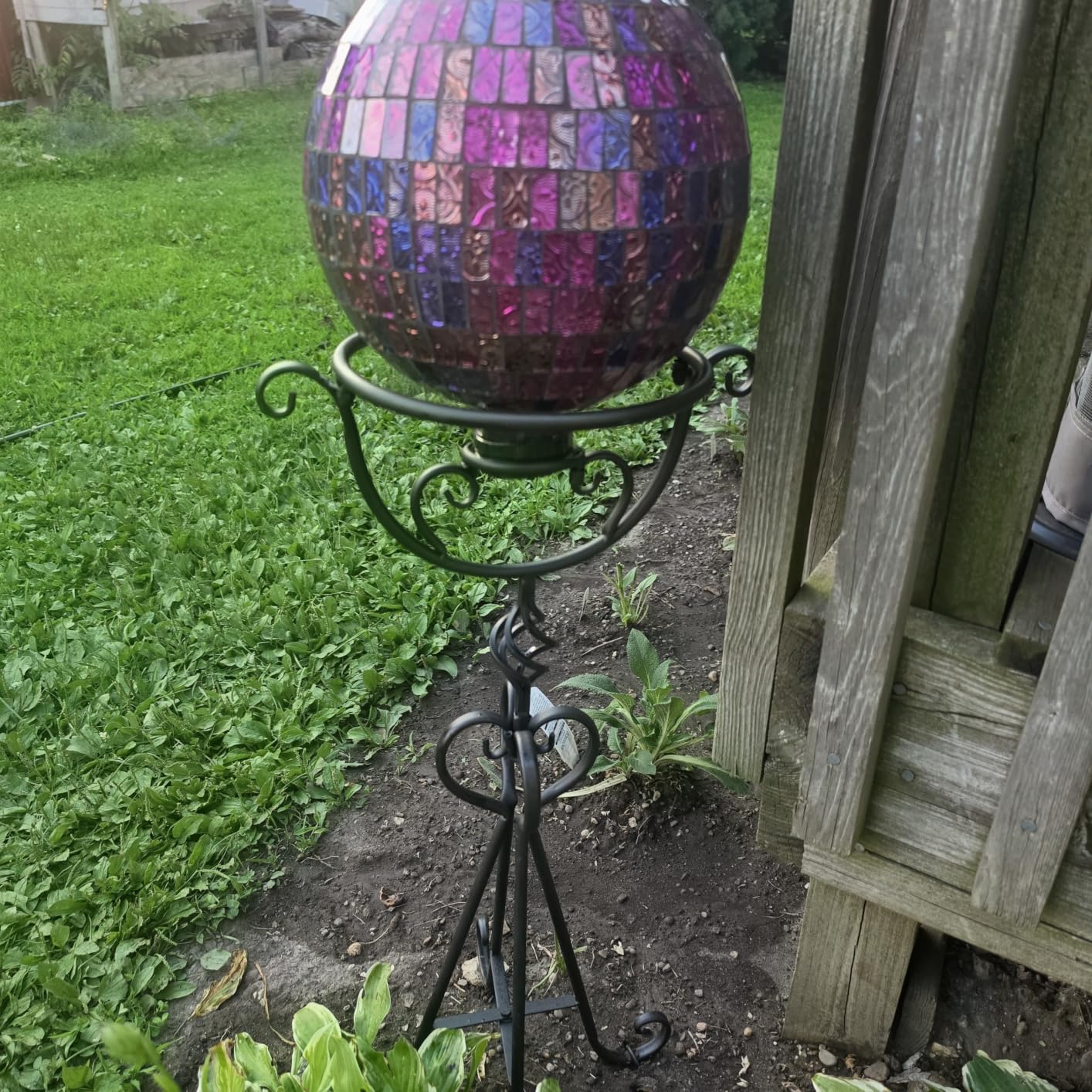 Vintage Brown Metal Gazing Globe Stand, 31.5