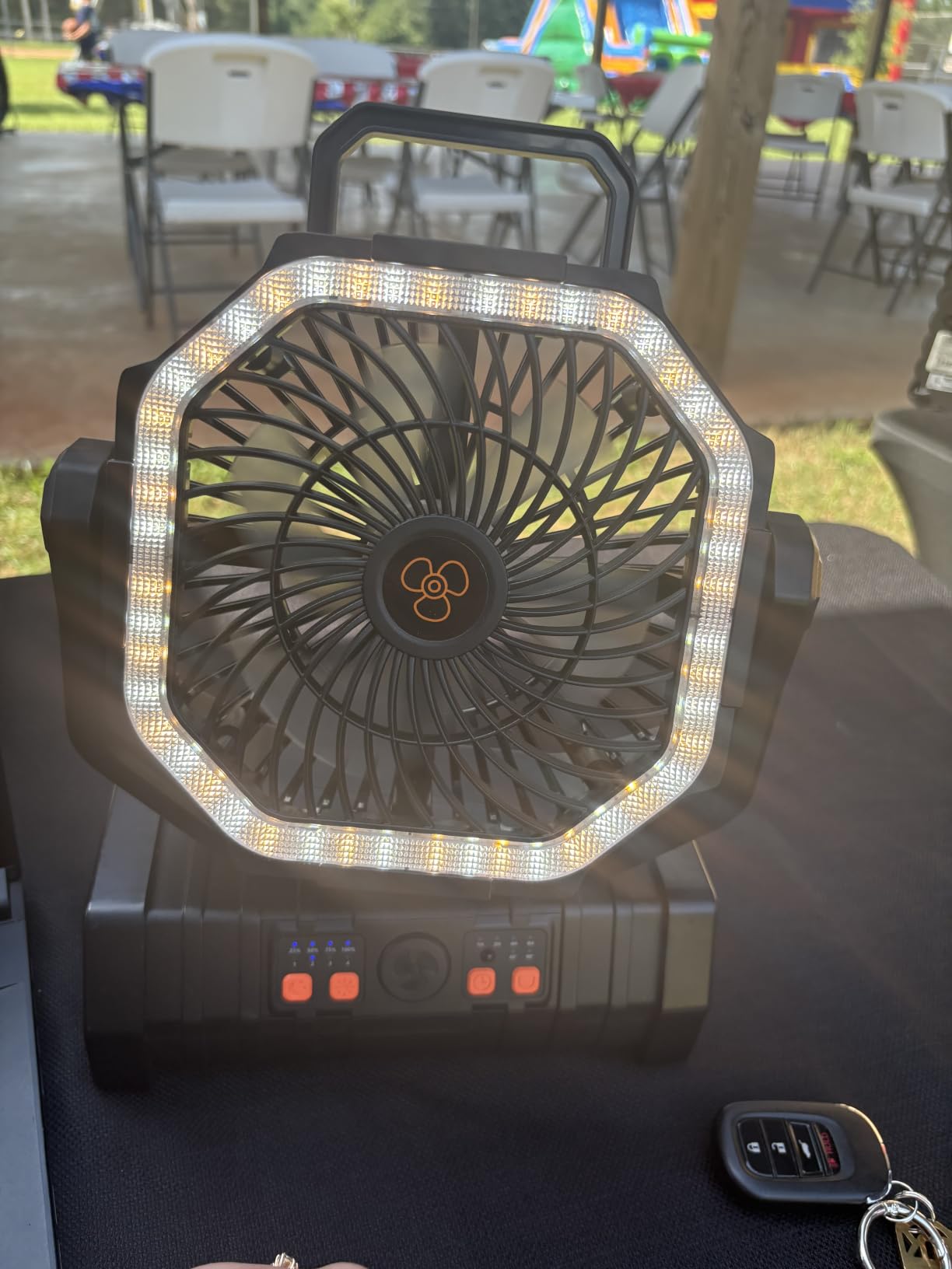 ADUST Camping Fan Battery Powered 20000mAh Outdoor Tent Fans - Orange | Portable Battery Operated Rechargeable Fan with Warm&Cold Lights, Hanging Hook, Timer, Oscillating, 4 Speeds, Remote Control customer photo 1