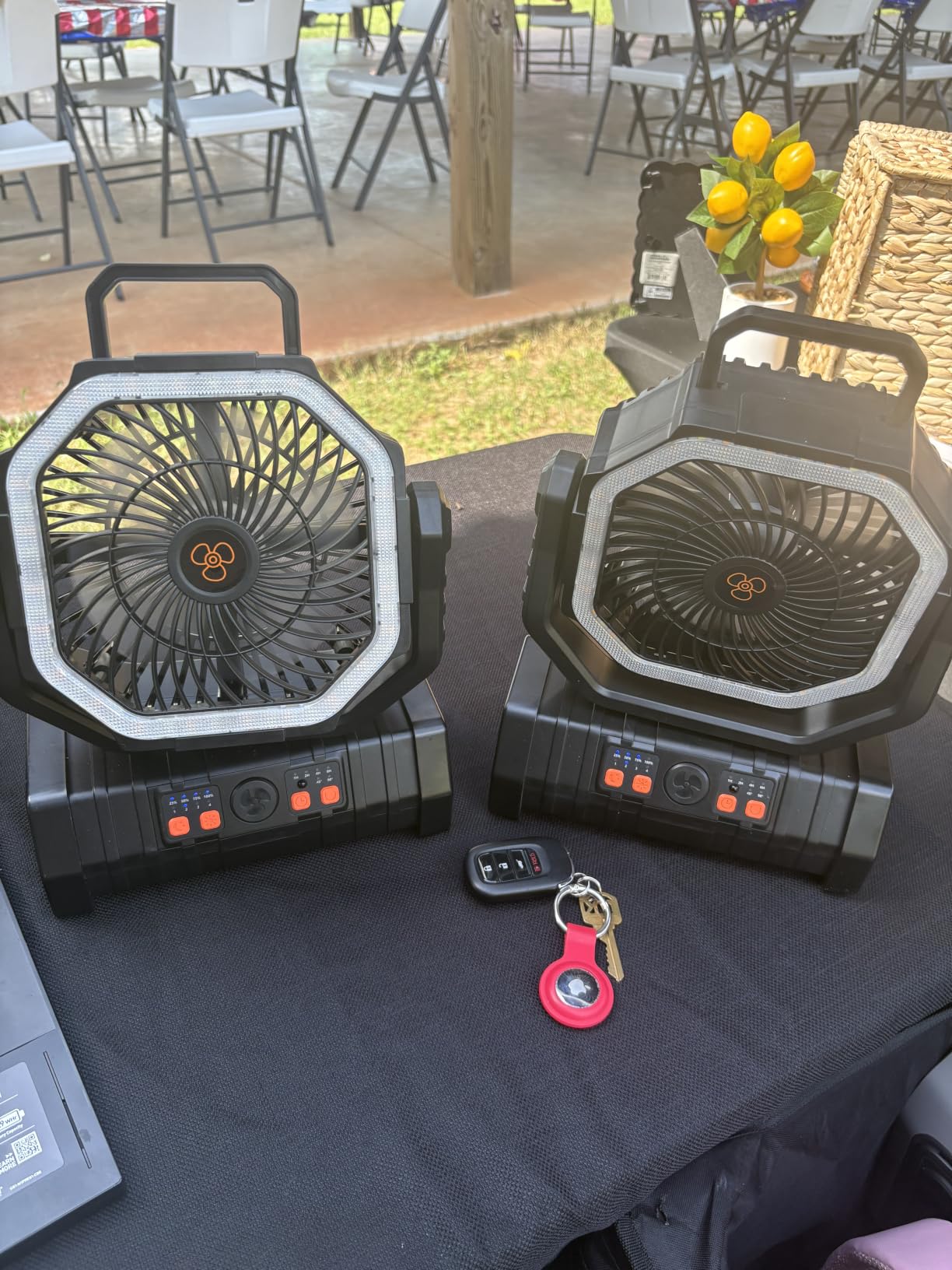ADUST Camping Fan Battery Powered 20000mAh Outdoor Tent Fans - Orange | Portable Battery Operated Rechargeable Fan with Warm&Cold Lights, Hanging Hook, Timer, Oscillating, 4 Speeds, Remote Control customer photo 2