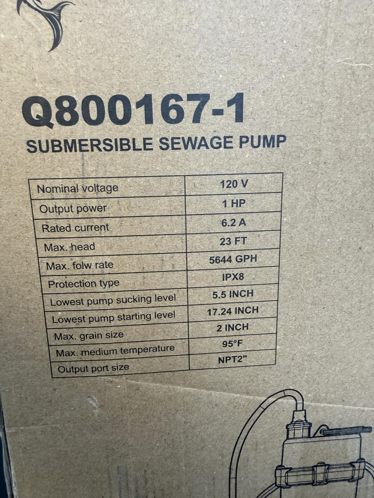 LANCHEZ 1HP 6600 GPH Submersible Sewage Pump, Heavy Duty Cast Iron Effluent Pump with Automatic Tethered Float Switch, Sump Pump for Sump Basin, Basement, Residential, 2
