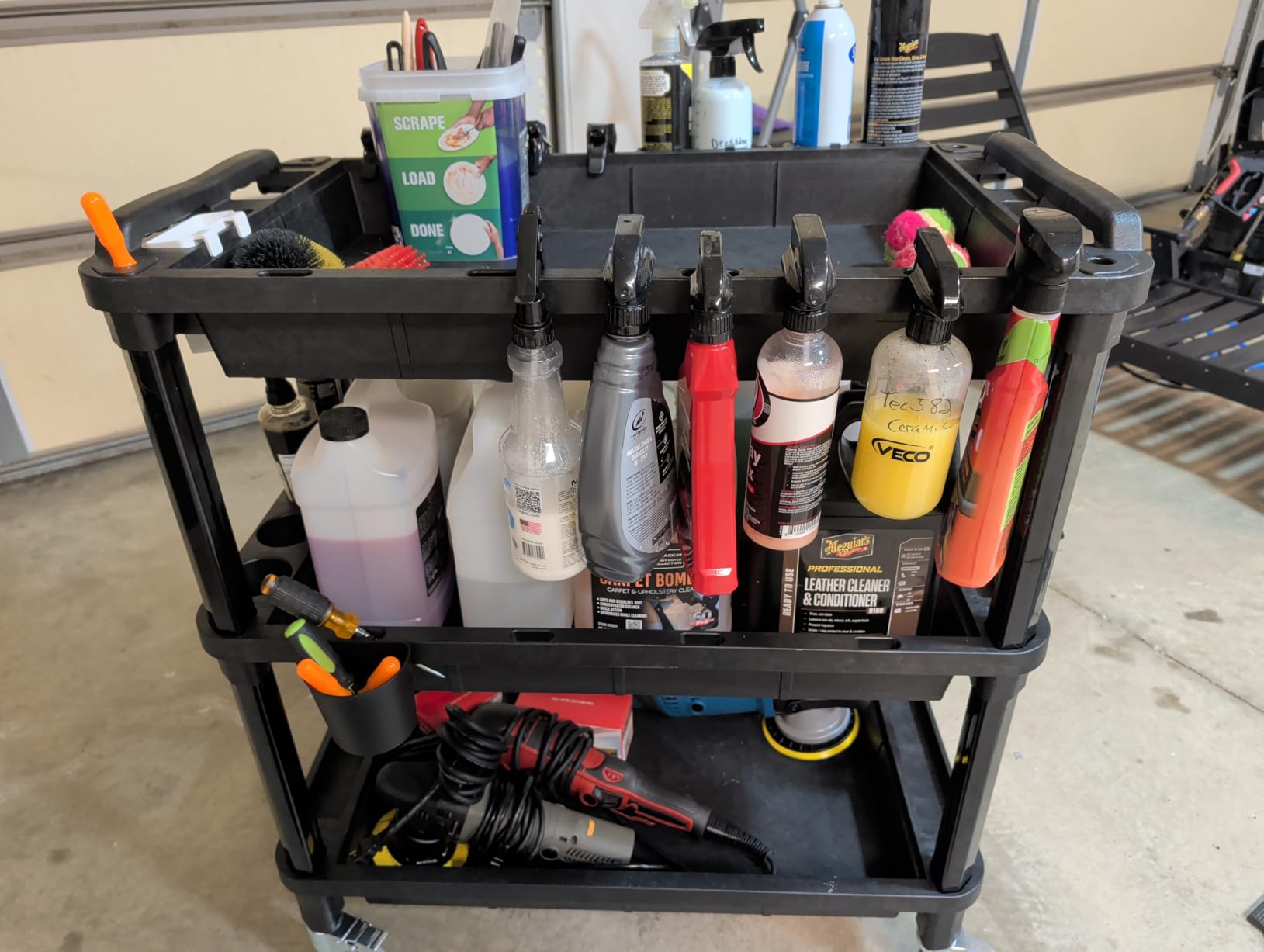 ELAFROS 3-Shelf Heavy Duty Rolling Utility Cart, 32.4 x 18.3 in | Multi-Use Service Tool Cart, 500 lbs Capacity, Deep Shelves, Industrial-Grade Plastic Cart, Mobile Work Organizer customer photo 1