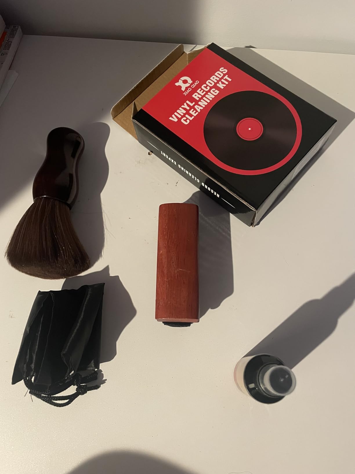 Vinyl Record Cleaner Kit - Complete 5-in-1 Vinyl Records Cleaning Kit Includes Soft Velvet Record Brush, Cleaning Liquid, Anti-Static Nano Fiber Record Cleaning Brush, Cleaning Cloth and Storage Bag customer photo 1