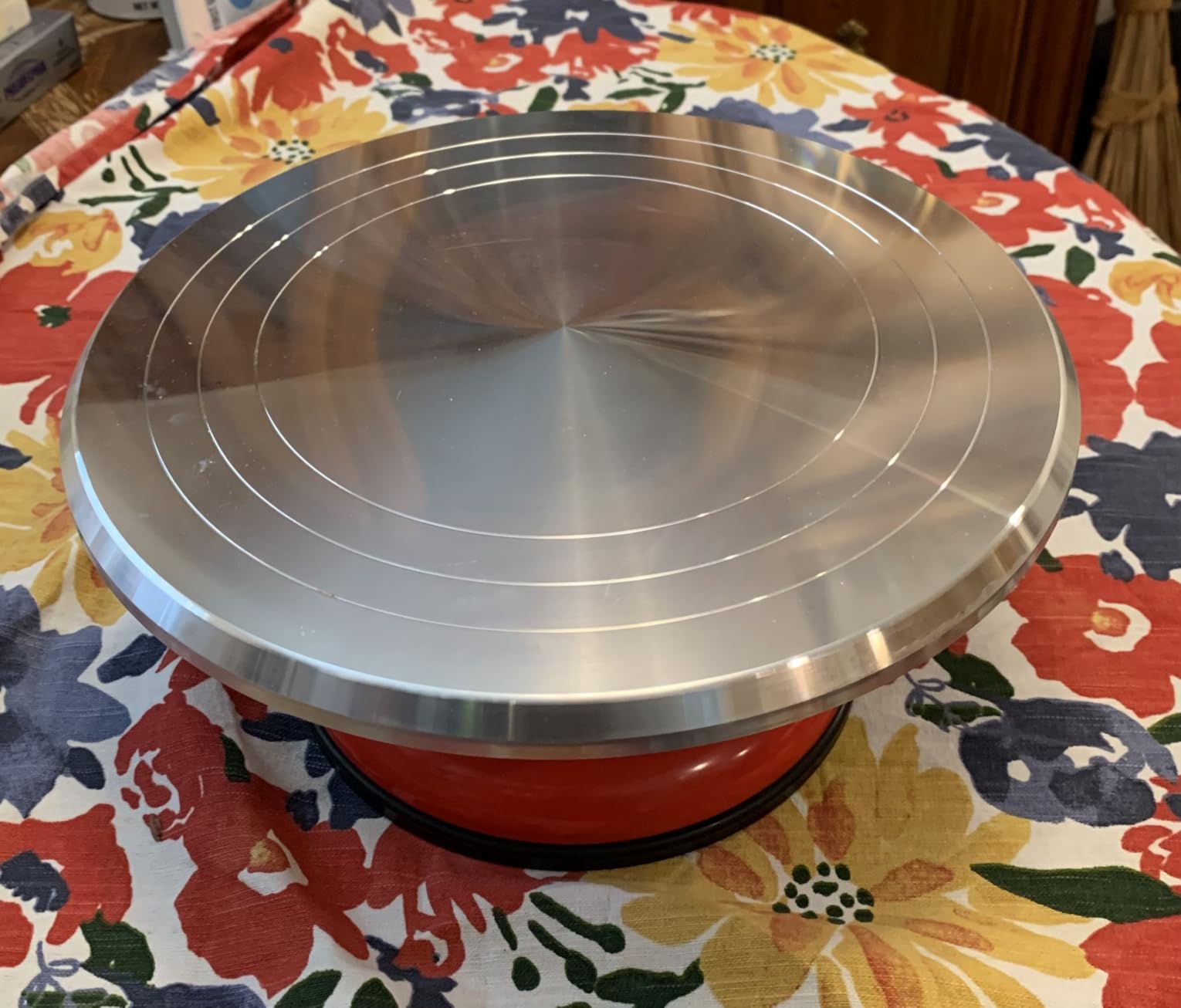 Fat Daddio's TT-1255 Revolving Cake Stand, Red and Silver customer photo 2