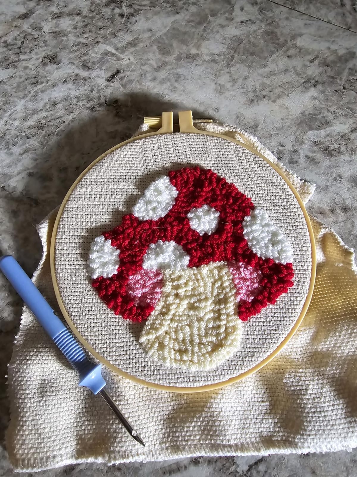 WATINC Punch Needle Coaster Kit - 22PCS Easy Art Work Decor Coasters Kits for Beginners DIY Mushroom Pattern Tufted Rug Pads with Adhesive Felt Yarns Embroidery Hoop Instruction 6 Set customer photo 1