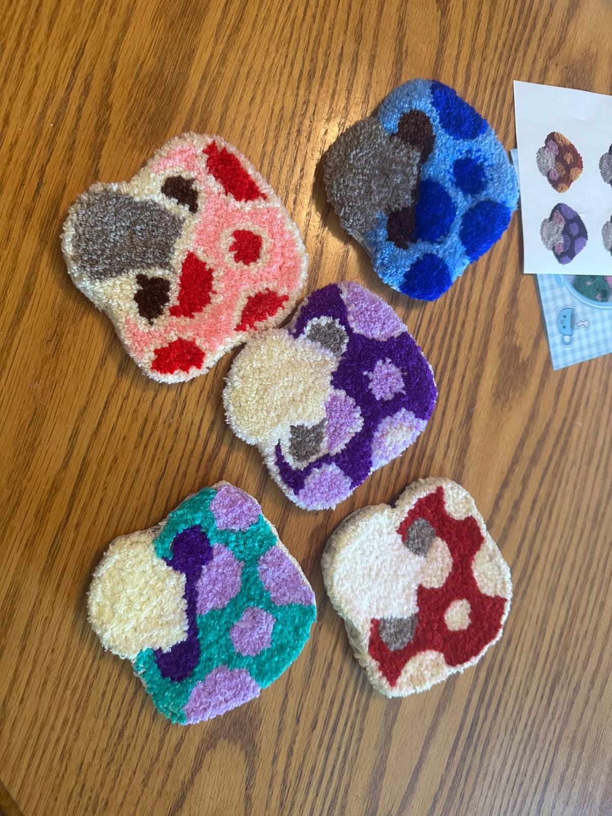 WATINC Punch Needle Coaster Kit - 22PCS Easy Art Work Decor Coasters Kits for Beginners DIY Mushroom Pattern Tufted Rug Pads with Adhesive Felt Yarns Embroidery Hoop Instruction 6 Set customer photo 2