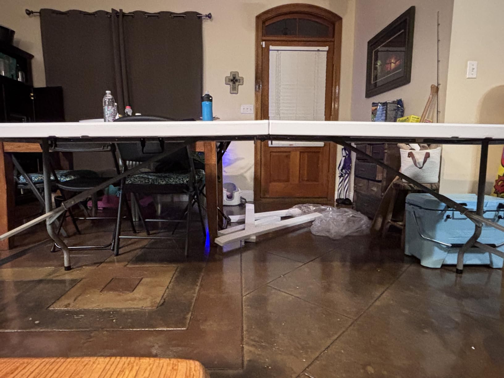 8 Foot Folding Table, Heavy Duty Foldable Plastic 8ft Banquet Table | White HDPE Top, Folded-in-Half, Portable Outdoor Camping table, Indoor Outside for Picnic, Party, Dining, Long, Rectangle customer photo 2
