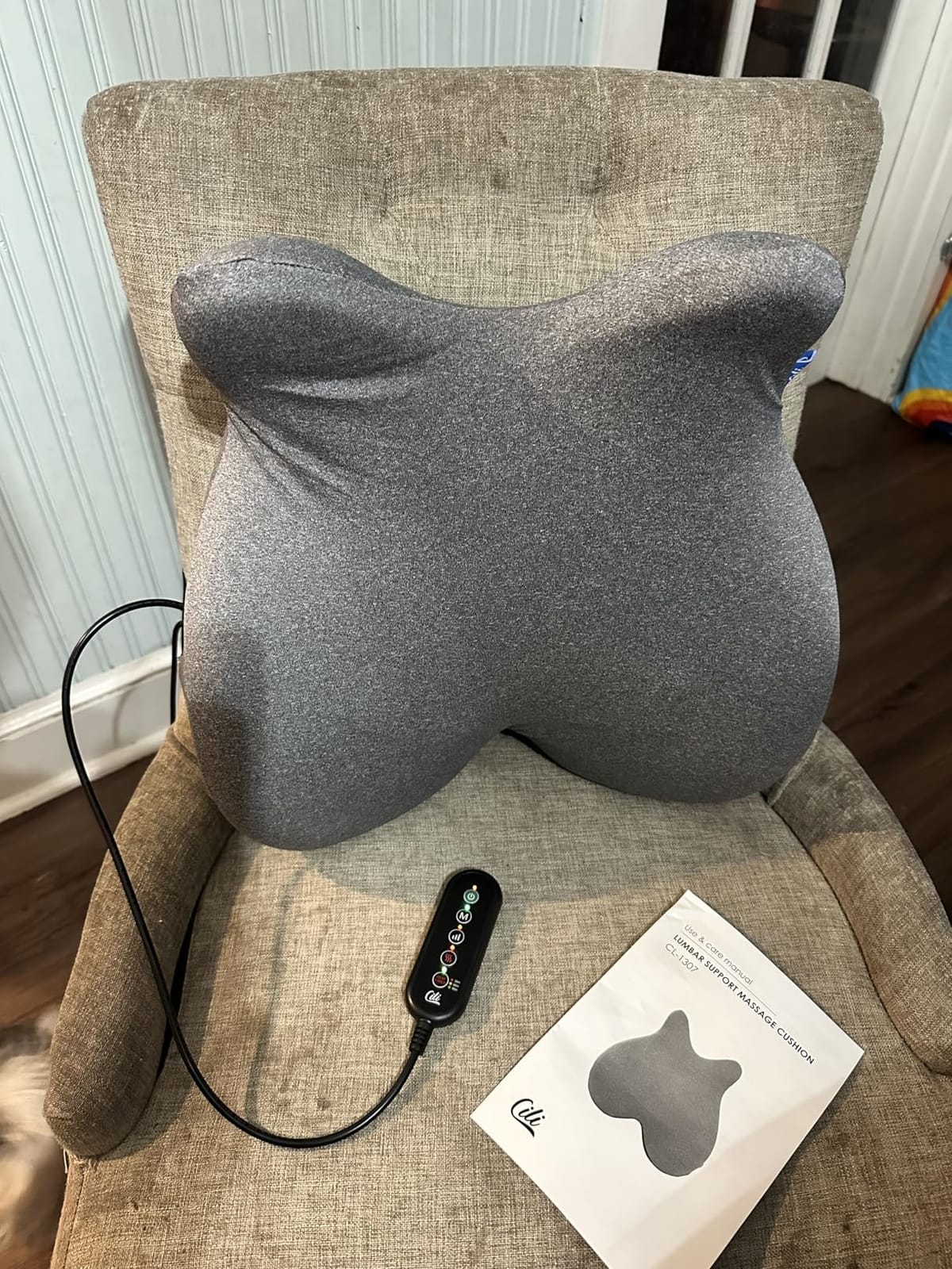 Heated Lumbar Support Pillow for Office Chair, Ergonomic Back Support Cushion with Vibration, Memory Foam Chair Back Massager,Gifts for Mom Dad customer photo 1