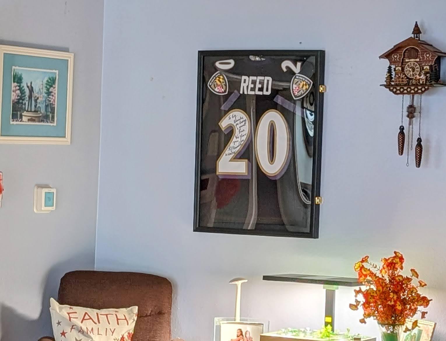 Large Jersey Frame Display Case Jersey Shadow Box Black 3PC | Wall Mounted, UV Protection Acrylic,Wood, Fits Football Baseball Basketball Hockey Soccer Uniform T-Shirt, 31'x24',Lockable customer photo 2