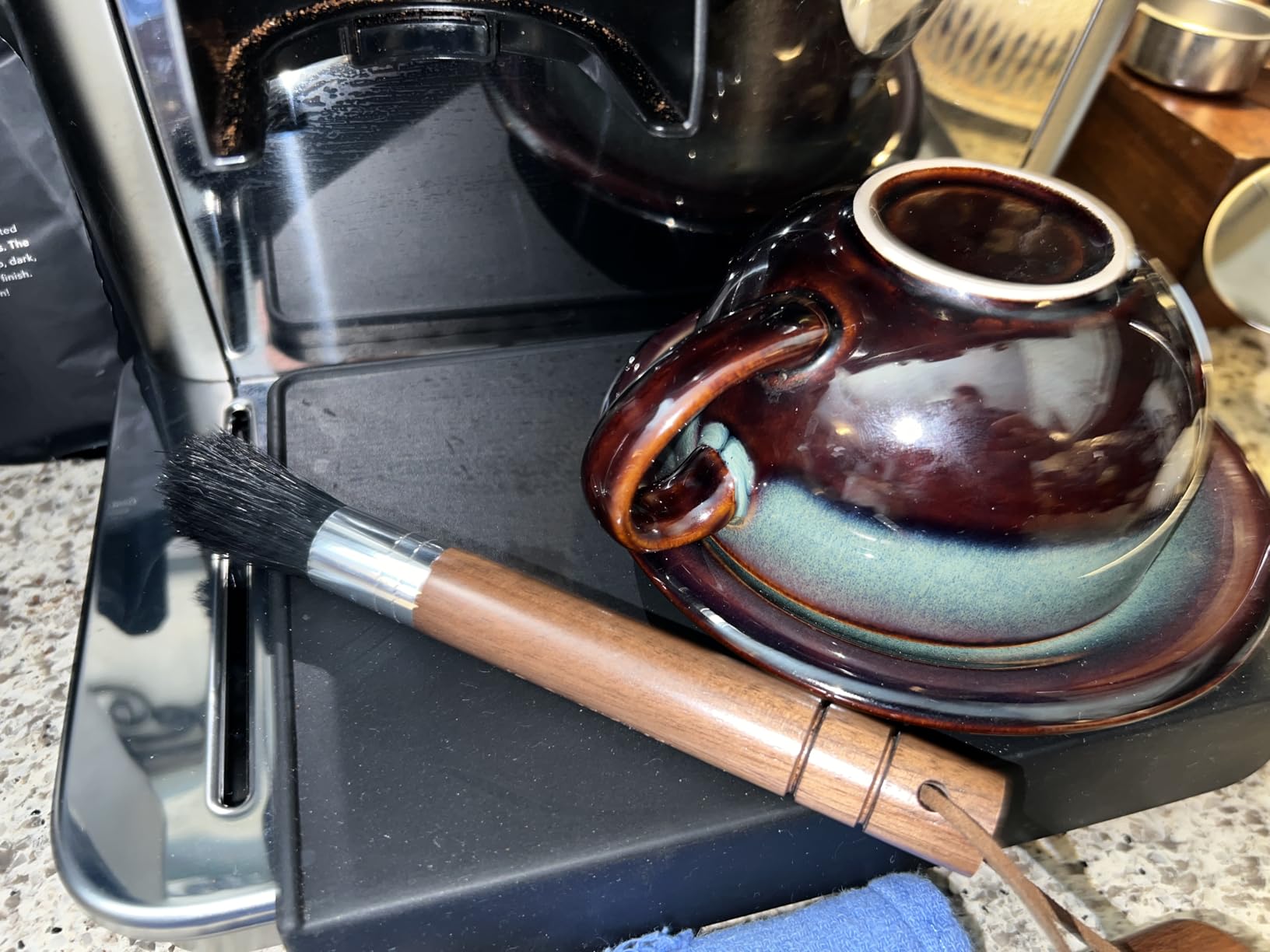 TAKAVU Coffee Grinder Brush, Natural Boar Bristle, Espresso Barista Cleaner | Cleans Group Heads, Shower Screens, Portafilters, Scoops & Tampers, Dusting Tool for Espresso Machines customer photo 1