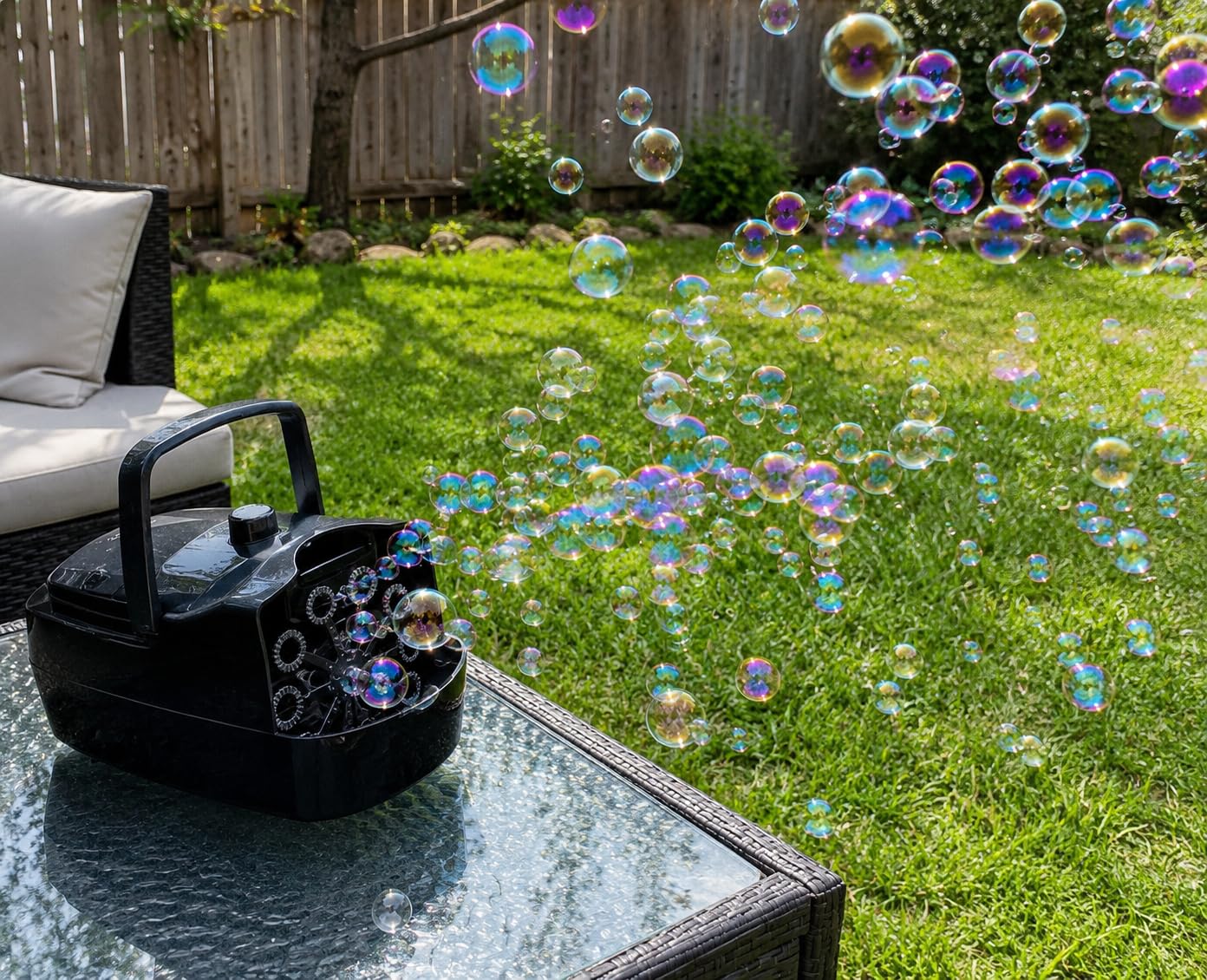 Bubble Machine for Kids, Bubble Blower for Parties and Weddings (White) | High-Output 18,000 Bubbles Per Min, 2 Output Levels, Battery Operated or Plug in customer photo 2