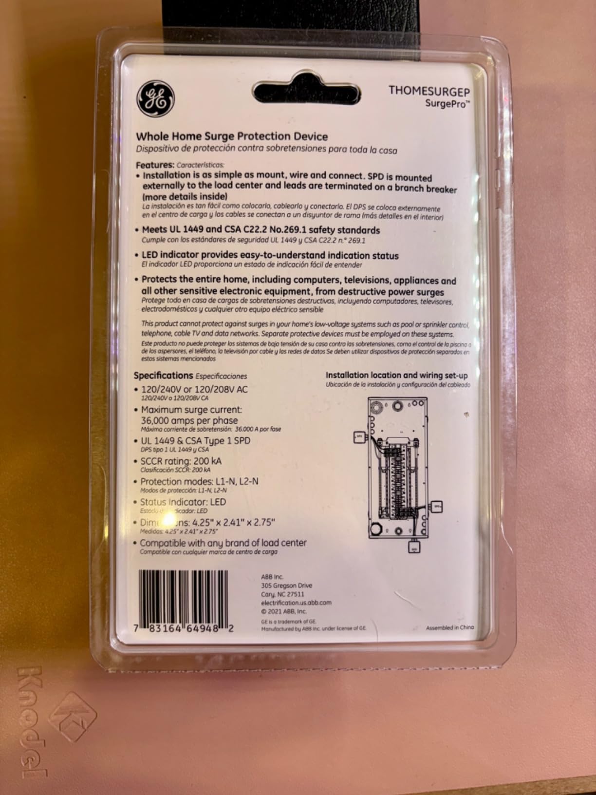 ABB THOMESURGEP Whole Home Surge Protection Device, Type 1 SPD, NEMA 3R, 36kA Capacity, UL Listed customer photo 2