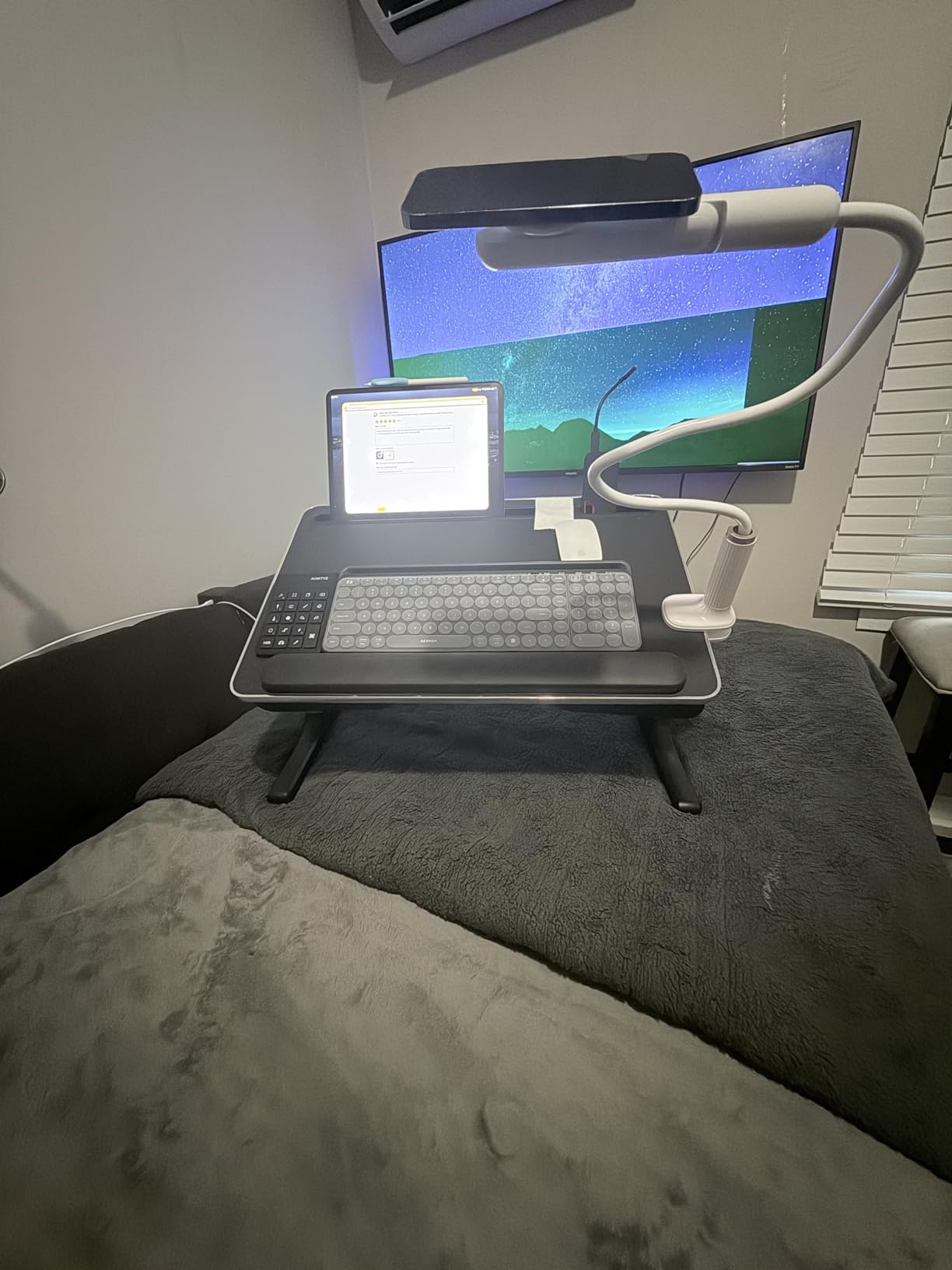 FoldWise 2-in-1 Bed & Lap Desk with Soft Cushion, Adjustable Height & Angle, Wrist Rest, Leather, iPad Holder & Stopper - Foldable Laptop Stand for Bed & Couch customer photo 1