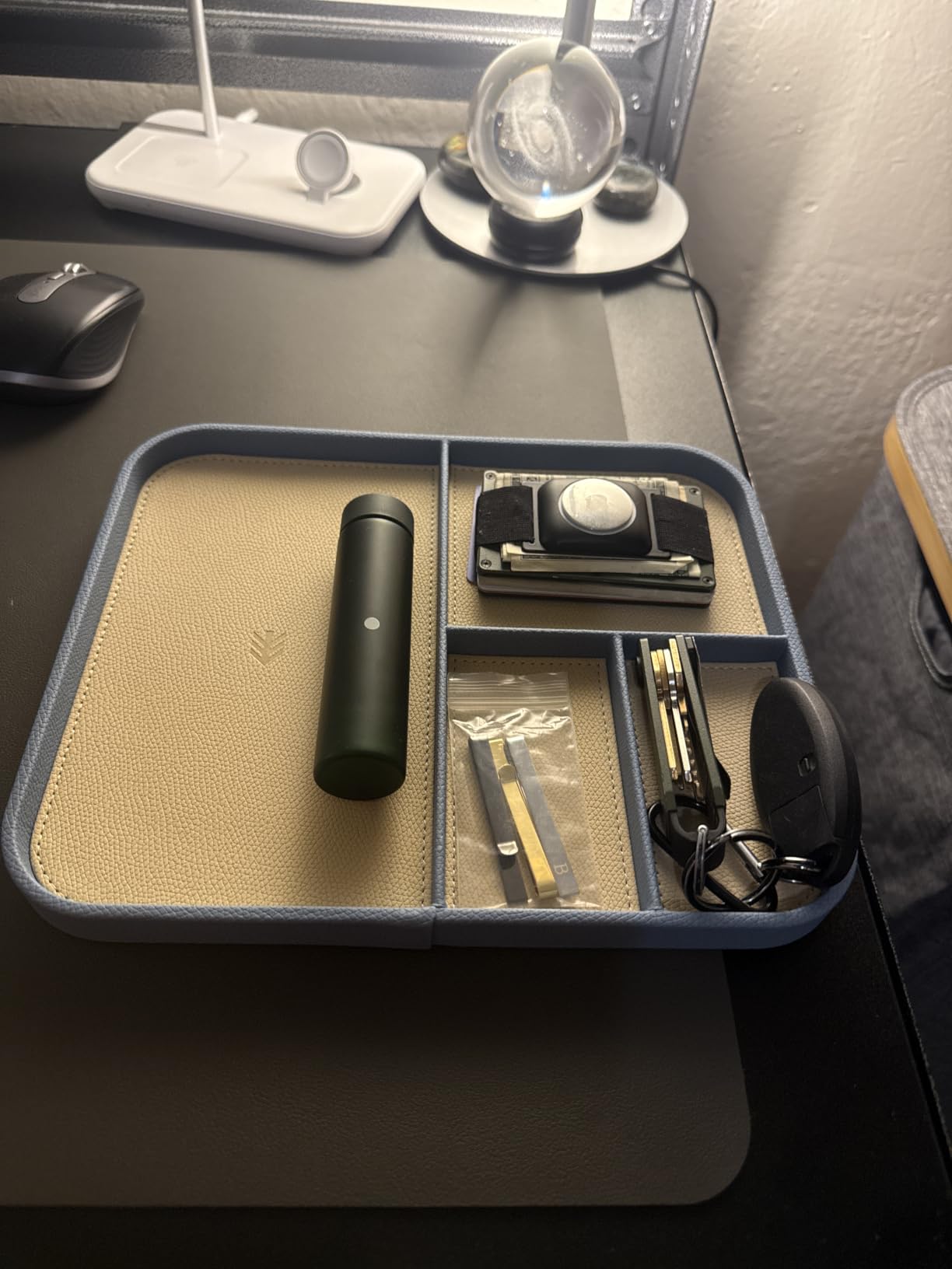 Nordik Leather Valet Tray - Medium EDC Tray - Sahara Gray (9.5 x 7.9 in) customer photo 1