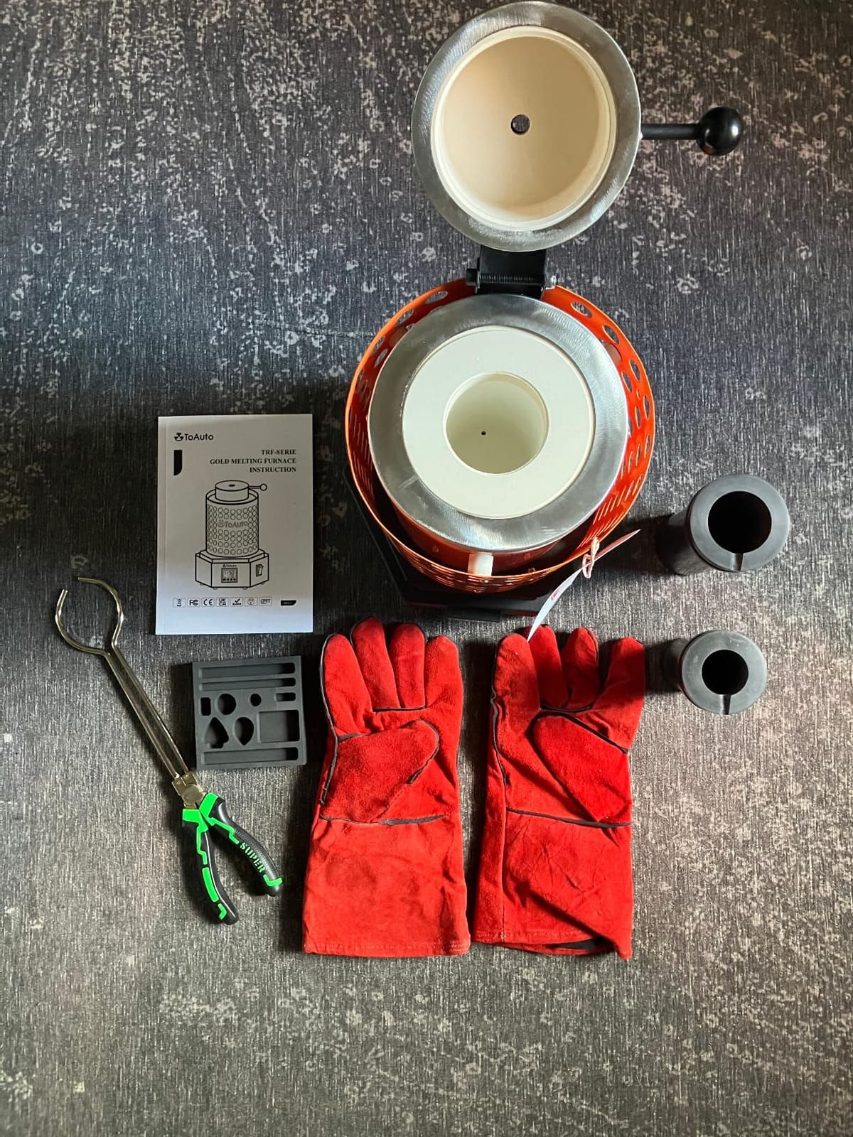 TOAUTO TRF3000 Resistance Gold Melting Furnace 1+3KG 1800W 2102°F | Digital Smelting Furnace Kiln Kit Tool with Graphite Mold for Jewelry Recycling Melt Scrap Copper Gold Silver Aluminum 110V customer photo 1