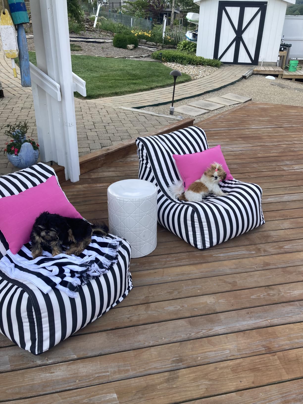 Jaxx Ponce Outdoor Bean Bag Chair - Weather Resistant Patio and Poolside Lounge Seating, Sunbrella Breeze customer photo 1