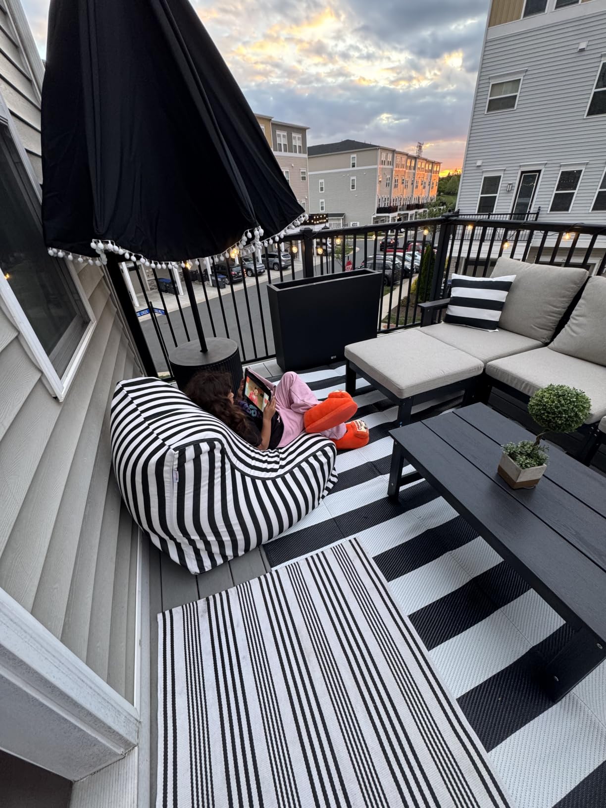 Jaxx Ponce Outdoor Bean Bag Chair - Weather Resistant Patio and Poolside Lounge Seating, Sunbrella Breeze customer photo 2