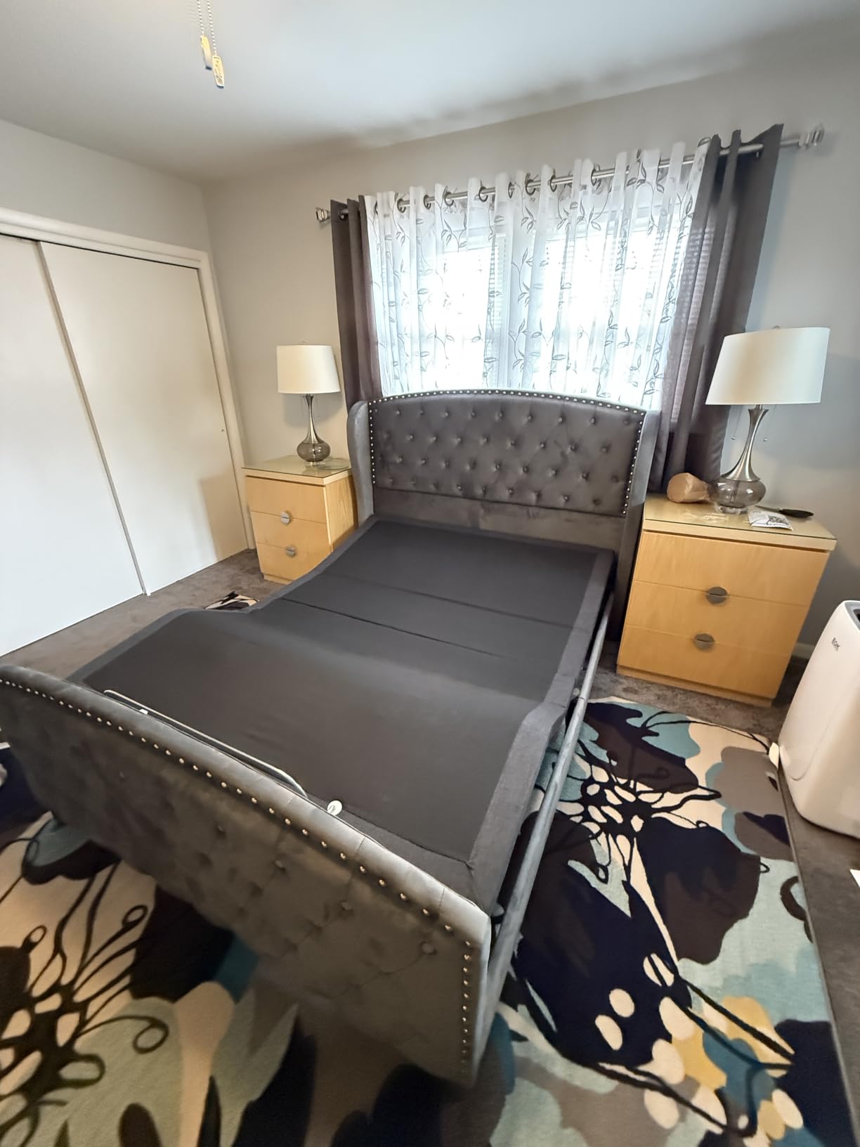 Queen Size Bed Frame Velvet Upholstered Platform Bed with Wingback Headboard & Footboard, Deep Button Tufted customer photo 1