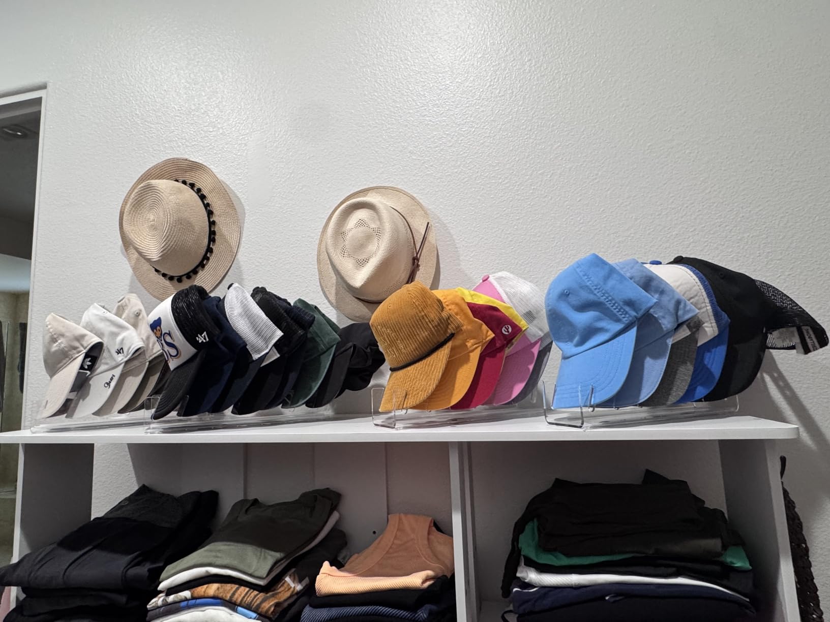 Hat Organizer for Baseball Caps Hat Rack Acrylic Hat Stand 2Pack No Install | Hat Storage for 14 Baseball Caps Closet Organization Hat Holder Display Baseball Cap Organizer for Closet, Bedroom, Dresser customer photo 2