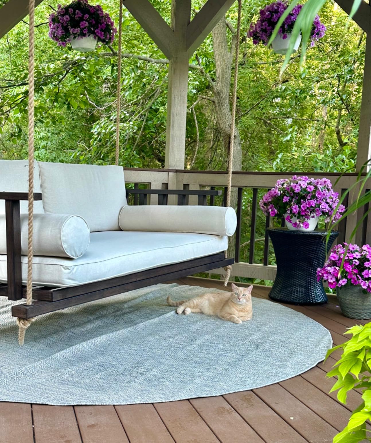 The Madison Steel Daybed Porch Swing with Included Outdoor Cushion Set customer photo 2