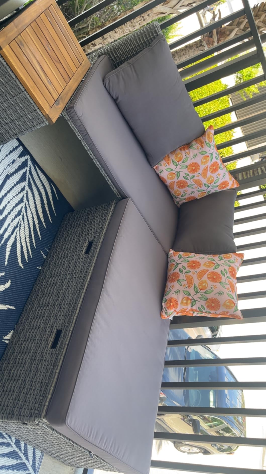 Flamaker Outdoor Rattan Daybed with 2 Side Tables, Wicker Patio Sofa | with Storage Ottoman, Cushions, Sunbed Wicker Furniture Chaise Lounge Chair for Backyard Porch Poolside(Beige) customer photo 2