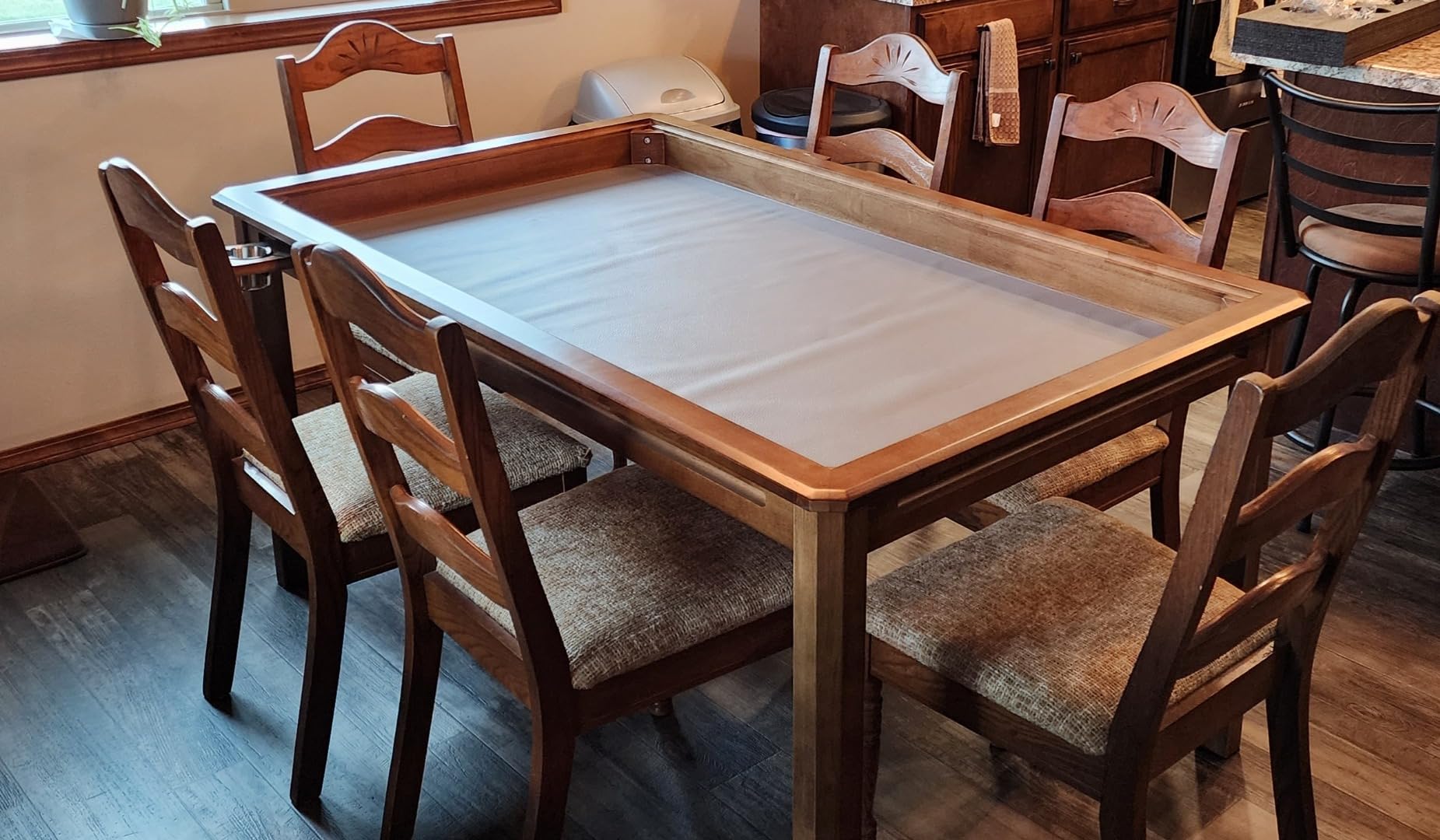 Board Game Table with Removable Table Top, Seats 4 to 6 Players with 57in x 33in Play Area, Includes Play Mat, Detachable Cup Holders and Dice Trays, Minimal Assembly Required customer photo 1