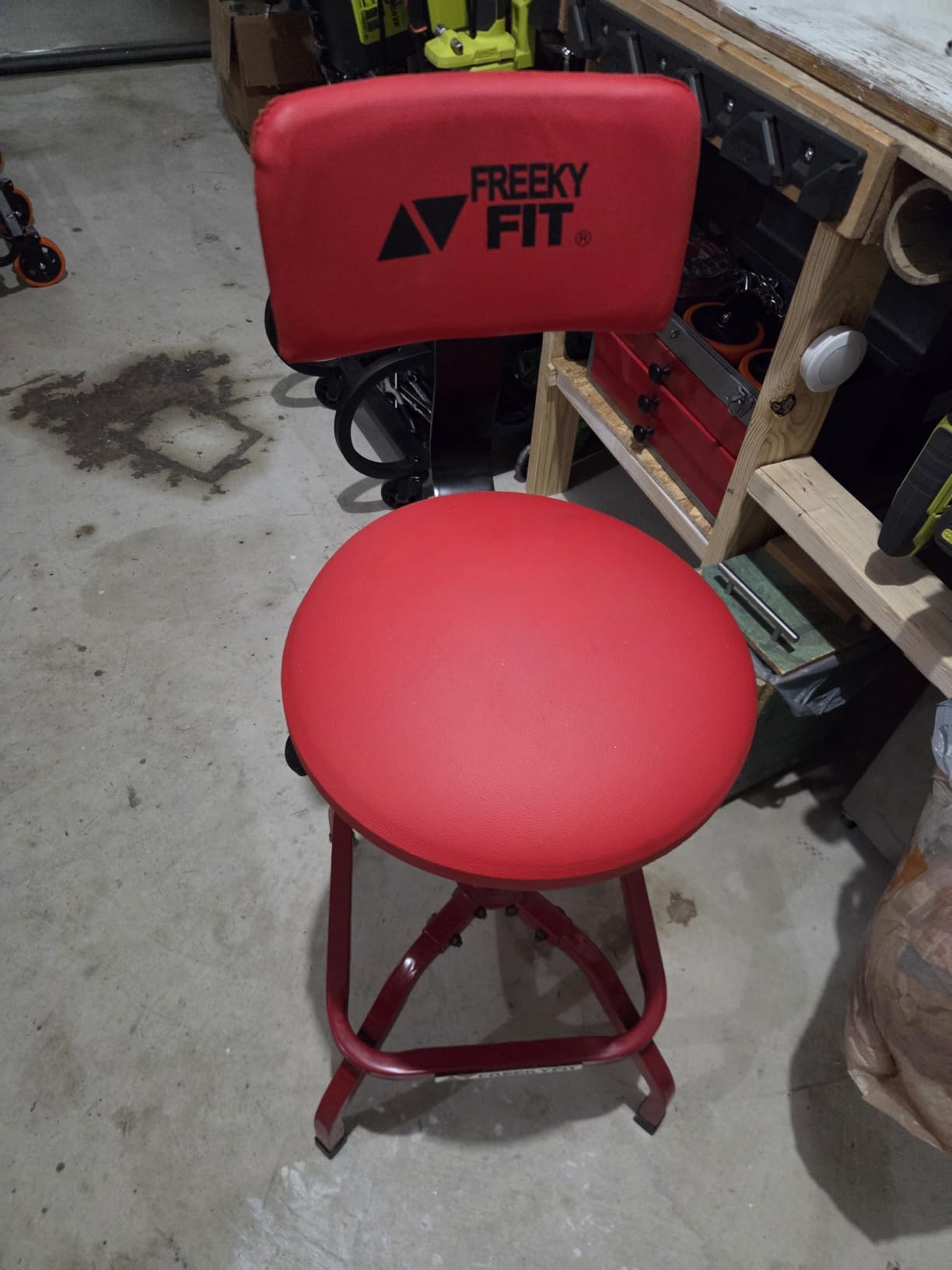 Shop Stool with Backrest, Mechanic Garage Stool for Workshop, Adjustable Shop Stools Chair, Padded Workbench Stools for Men Women, 300 LBS Capacity, 360° Swivel PVC Seat, Heavy Duty, Black customer photo 1