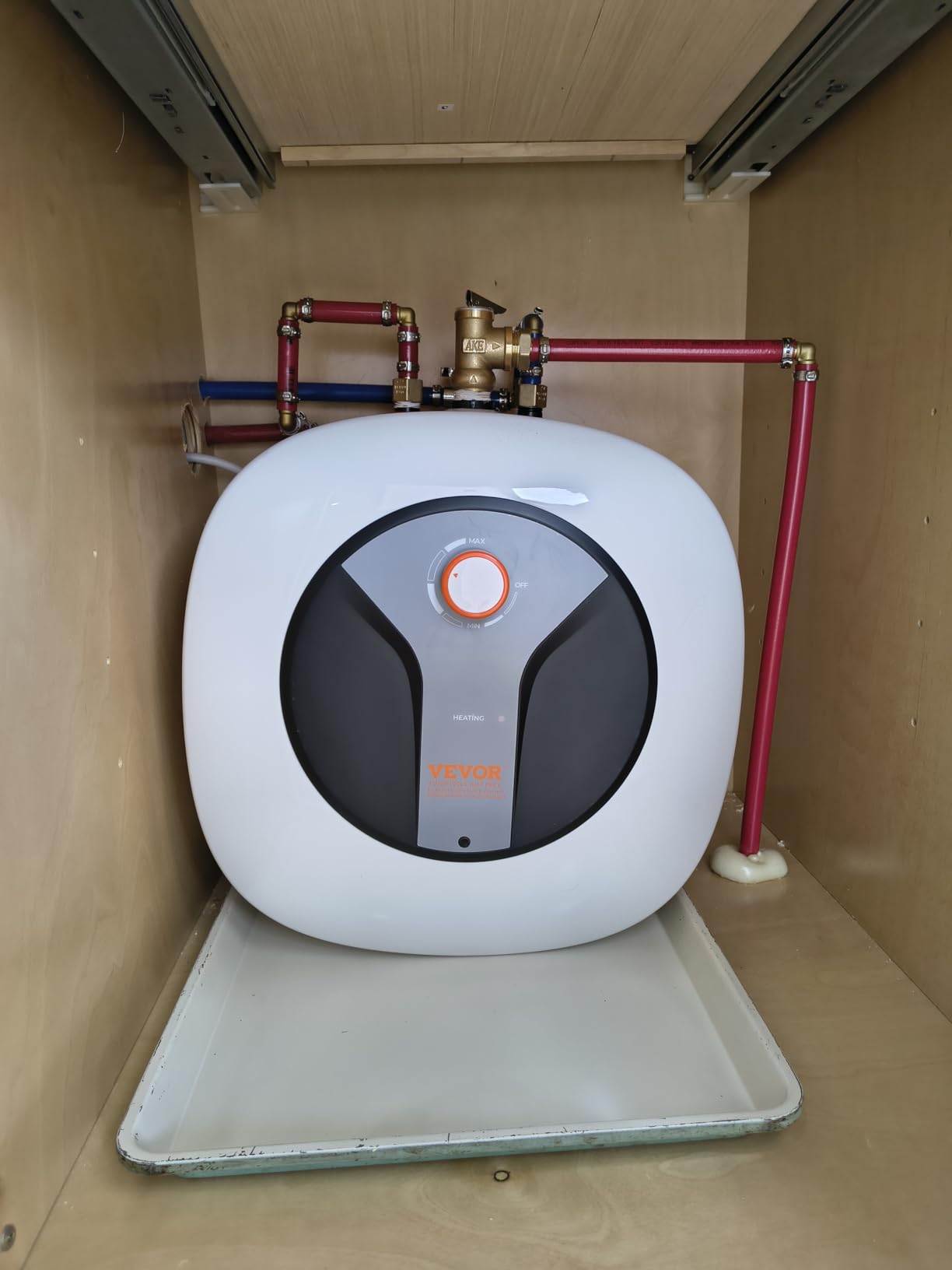 VEVOR Electric Mini-Tank Water Heater 4-Gallon Tank, 1440W Hot Water Boiler Storage, Safety Temperature Pressure Valve Easy Install, for Kitchen Bathroom Restaurant, Shelf Wall Mounted customer photo 1