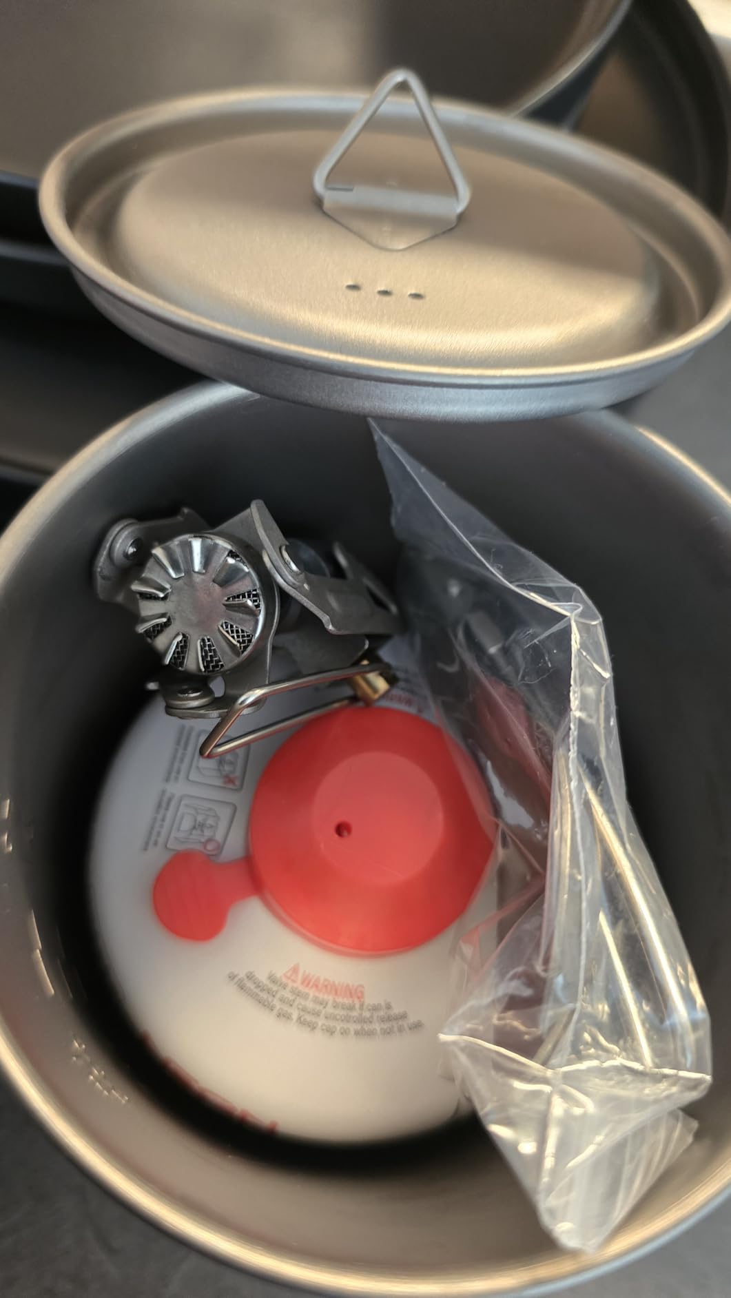Odoland Titanium Camping Cookware 750ML Titanium Pot with Camping Stove and Spork Portable Pot for Backpacking, Hiking, Traveling and Picnic customer photo 1
