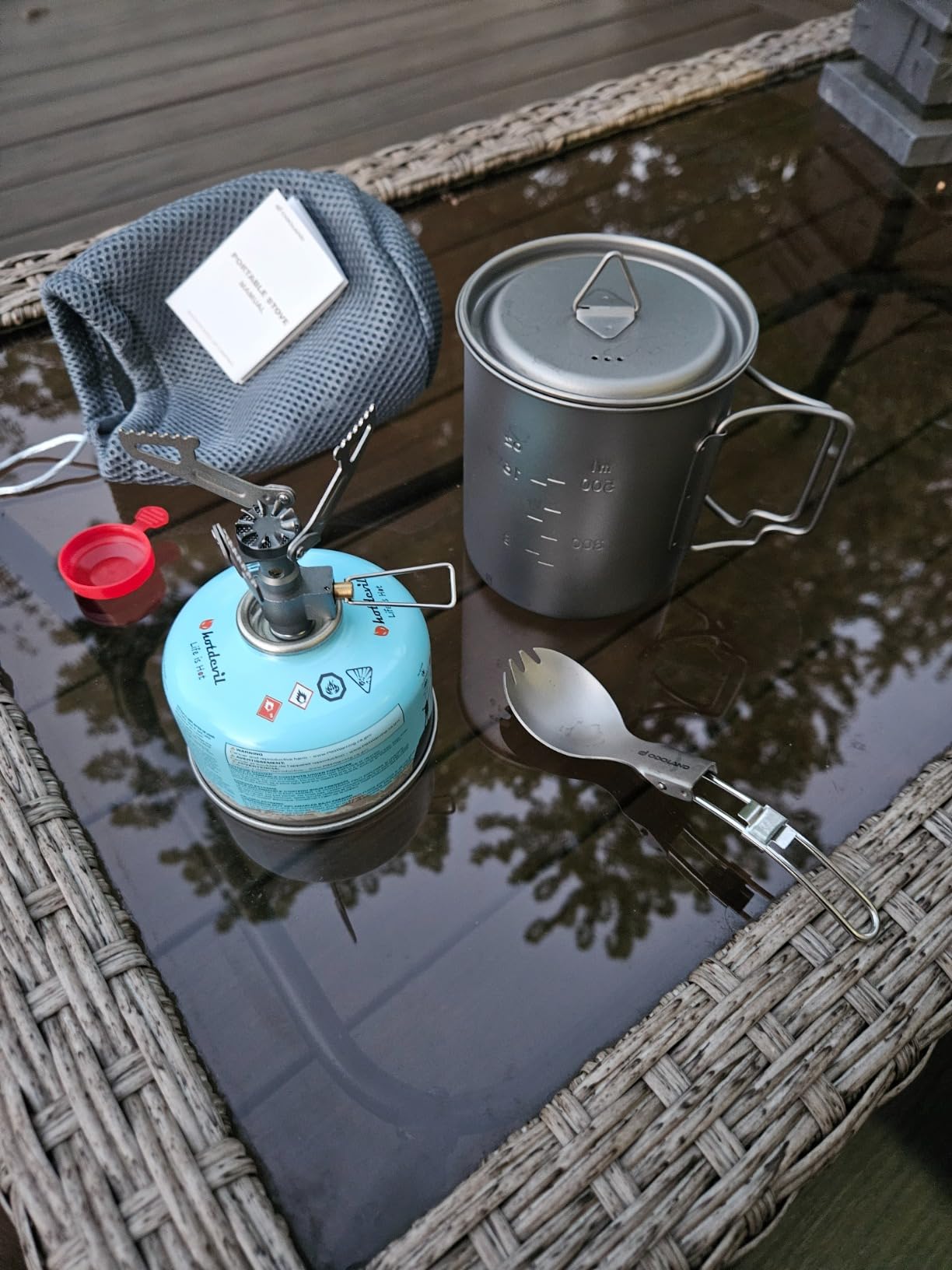 Odoland Titanium Camping Cookware 750ML Titanium Pot with Camping Stove and Spork Portable Pot for Backpacking, Hiking, Traveling and Picnic customer photo 2
