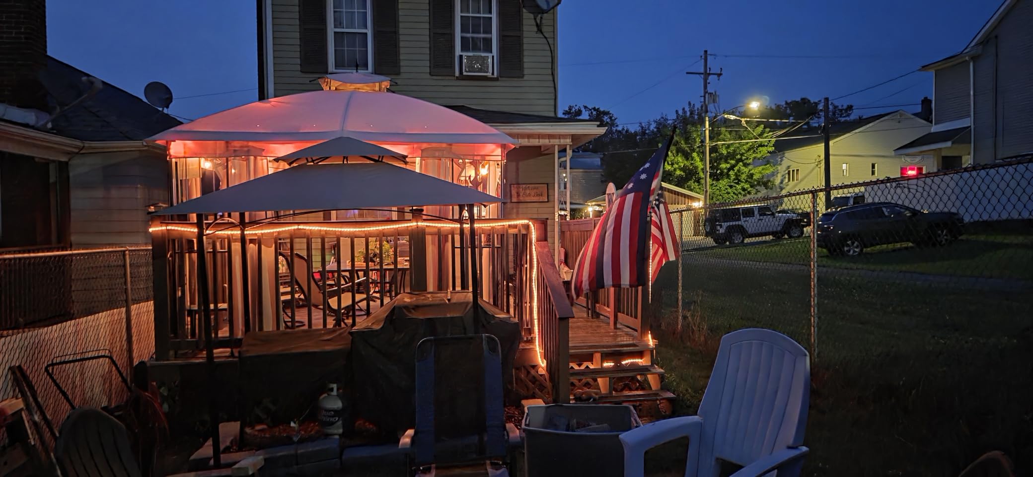 Kozyard 6' x 8' BBQ Hardtop Grill Gazebo, Outdoor Grill Shelter | Double-Tier Galvanized Steel Roof, Aluminum Frame and 2 Built-in Steel Side Shelves for Outdoor Grilling Station, Brown customer photo 1