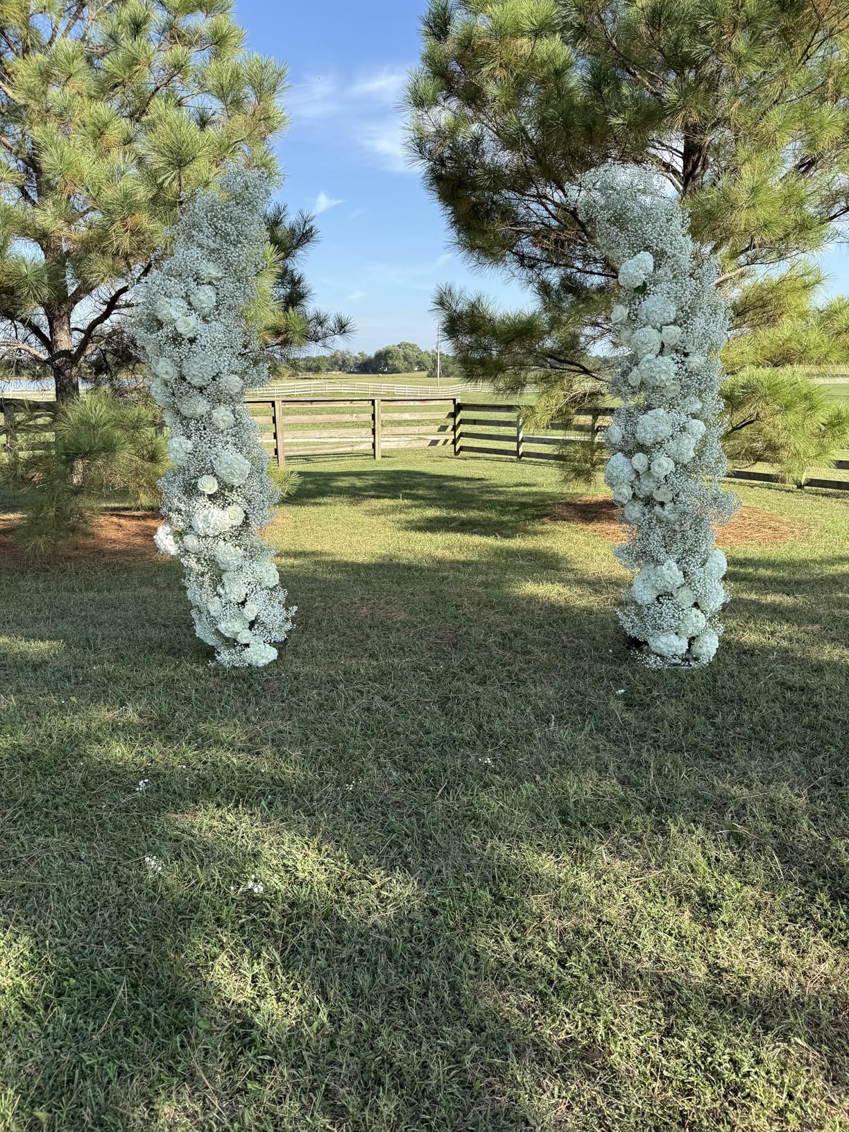 Curved Metal Wedding Arch Stand, Garden Arch Flower Stand Outdoor Indoor Use for Wedding Ceremony Birthday Anniversary Floral Stand Background Decoration 8.2FT and 6.9FT (Gold) customer photo 1