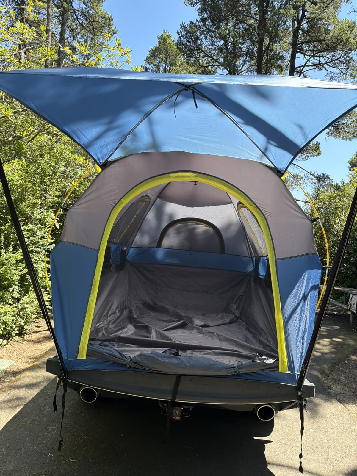 Truck Bed Tent with Awning: 6.4-6.7FT PU3000mm Waterproof Tailgate Pickup Truck Tents, Easy Set-up for 2 Person, Fits Full Size Short Bed, Chevy, Dodge, Ford, GMC, Green customer photo 2