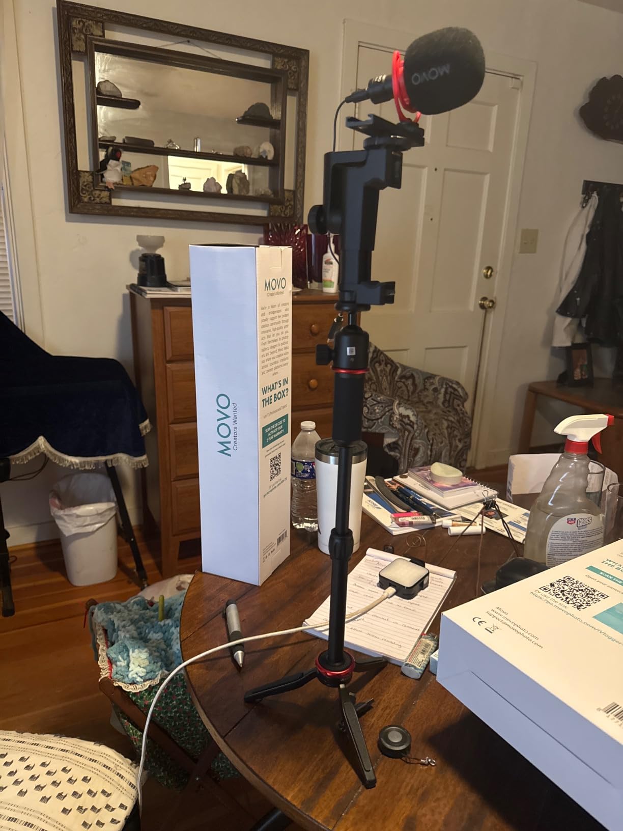Movo iVlogger-PRO Vlogging Kit for iPhone with Mic, Light, and Tripod | Professional YouTube Starter Kit for iPhone and Android with VXR10 Mic, Rechargeable RGB Light, Two Tripods, Case, and More customer photo 1