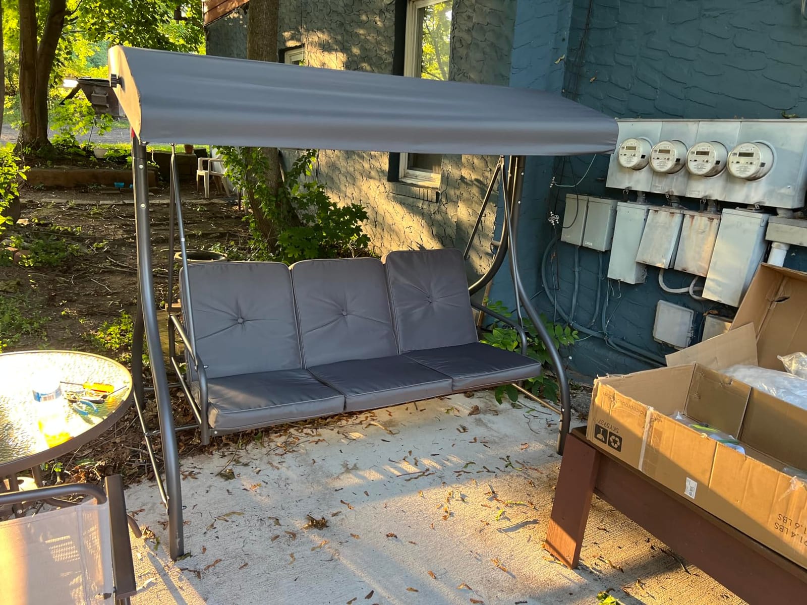 Best Choice Products 3-Seat Outdoor Large Converting Canopy Swing Glider, Patio Hammock Lounge Chair for Porch, Backyard w/Flatbed, Adjustable Shade, Removable Cushions (Fog Gray) customer photo 2